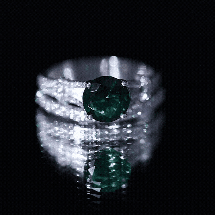Designer Lab Grown Emerald Engagement Ring with Wedding Band AAAA - Rosec Jewels