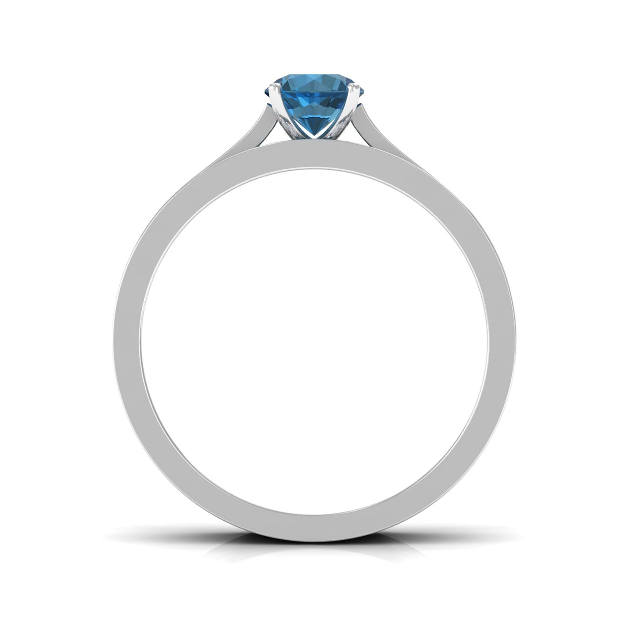 5mm London Blue Topaz Classic Engagement Ring with Diamond Wedding band AAA - Rosec Jewels