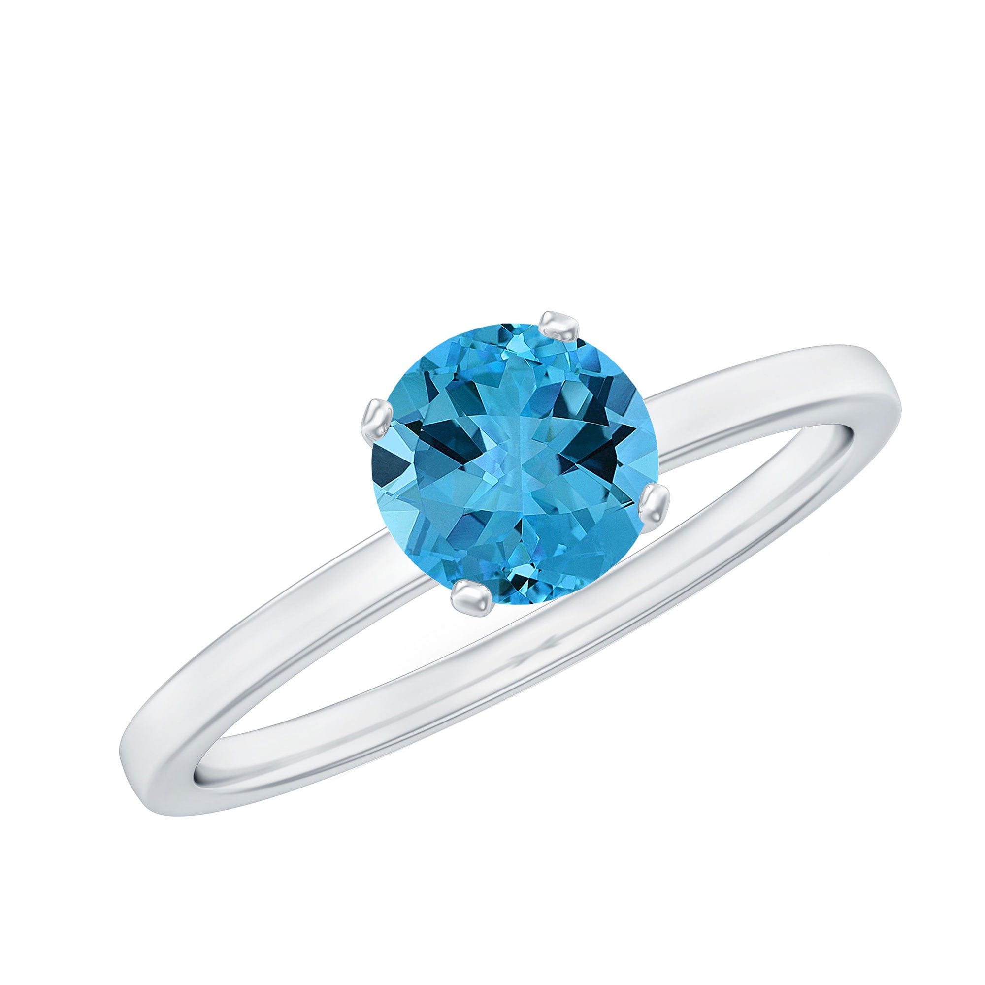 0.75 CT Swiss Blue Topaz Solitaire Promise Ring