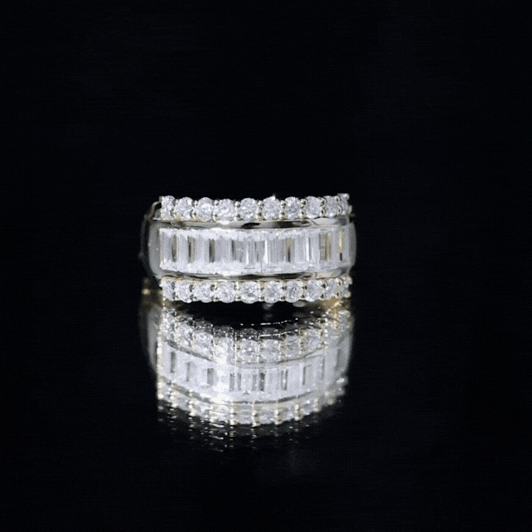 Certified Moissanite Wide Wedding Band Ring D-VS1 - Rosec Jewels