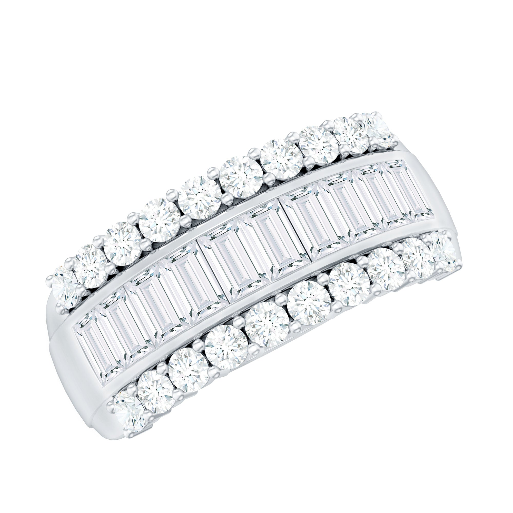Certified Moissanite Wide Wedding Band Ring D-VS1 - Rosec Jewels