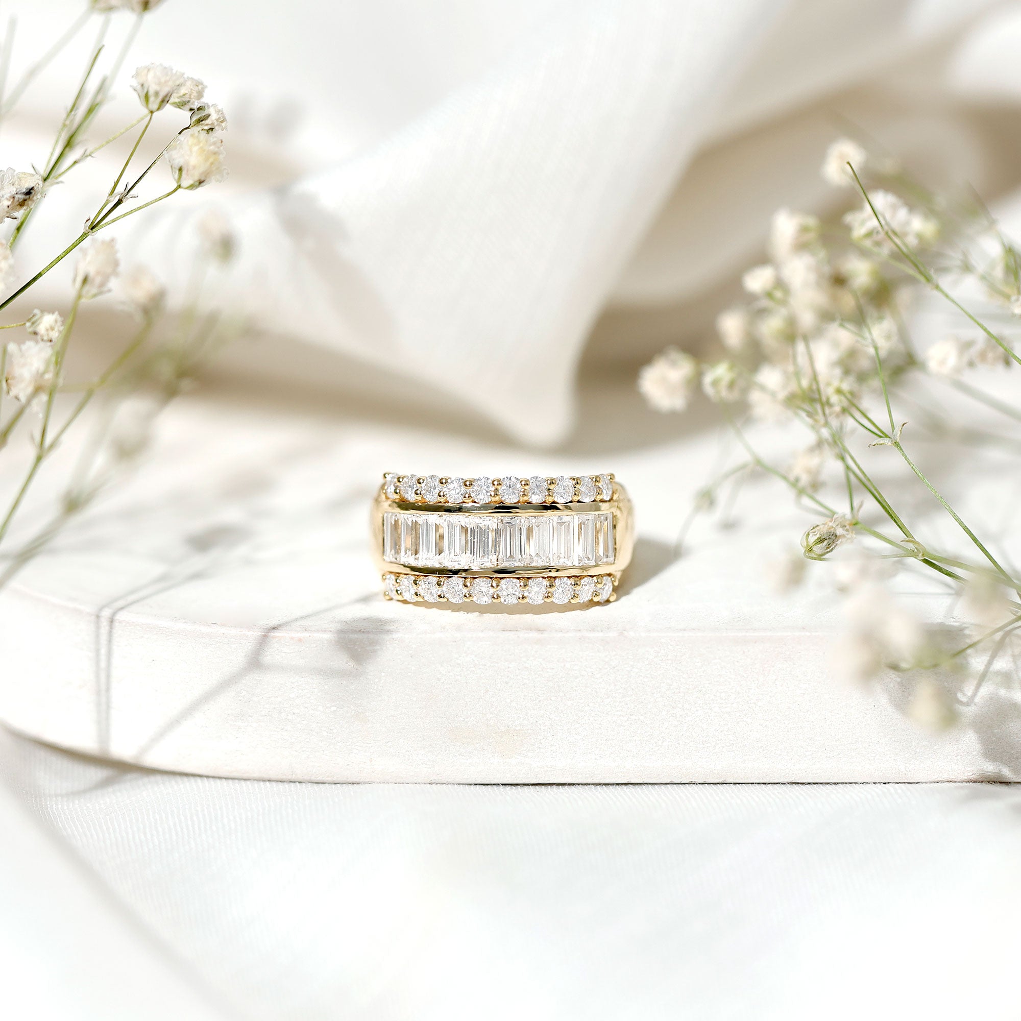 Certified Moissanite Wide Wedding Band Ring D-VS1 - Rosec Jewels