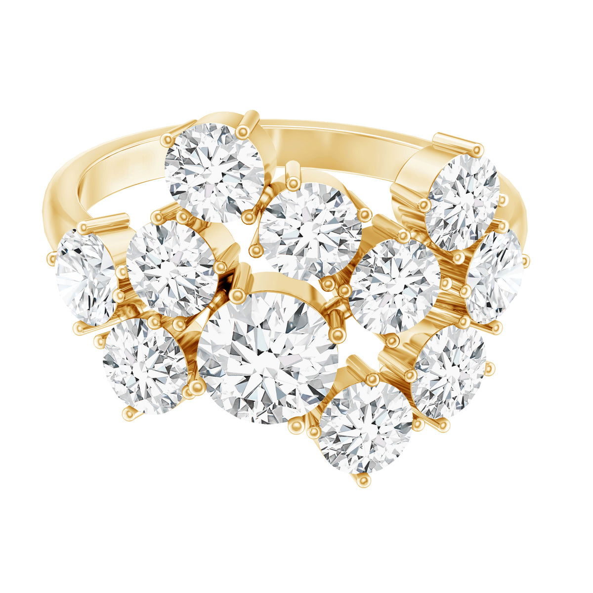 Certified Round Moissanite Cluster Engagement Ring for Women D-VS1 - Rosec Jewels