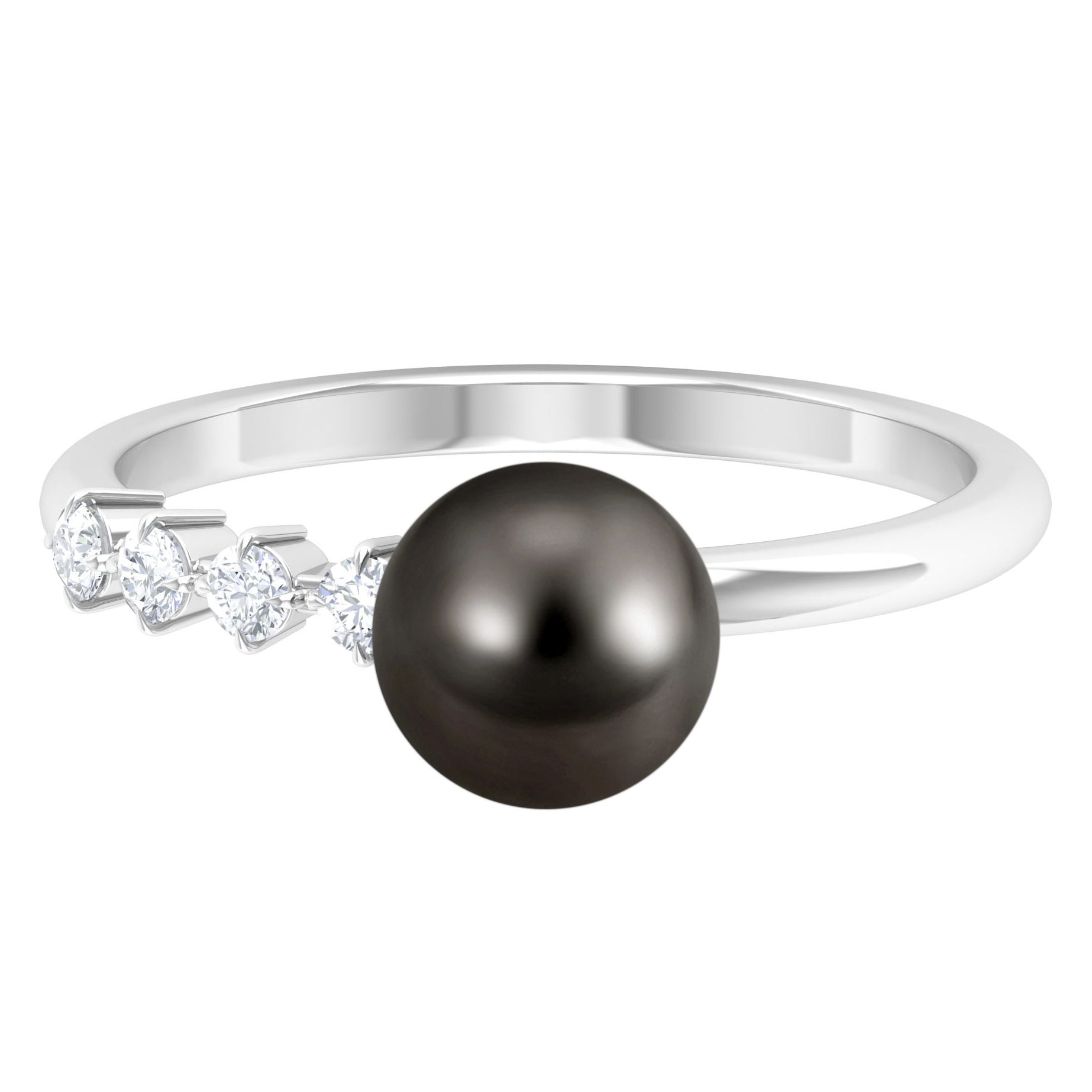 Designer Tahitian Pearl Solitaire Engagement Ring with Diamond