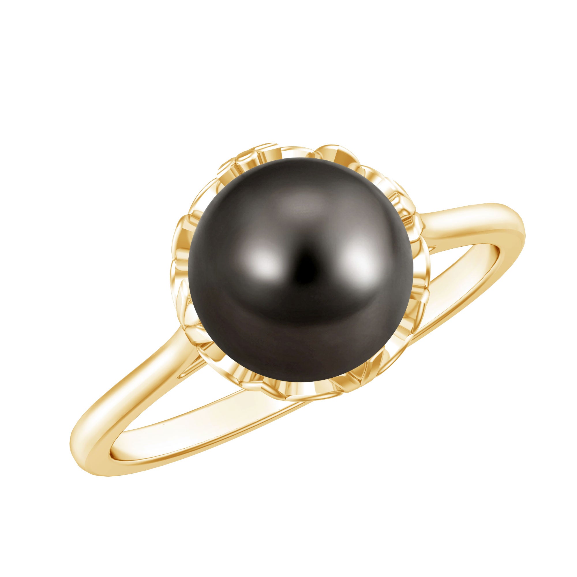 Handpicked Genuine Black Tahitian Pearl Engagement Ring AAA - Rosec Jewels