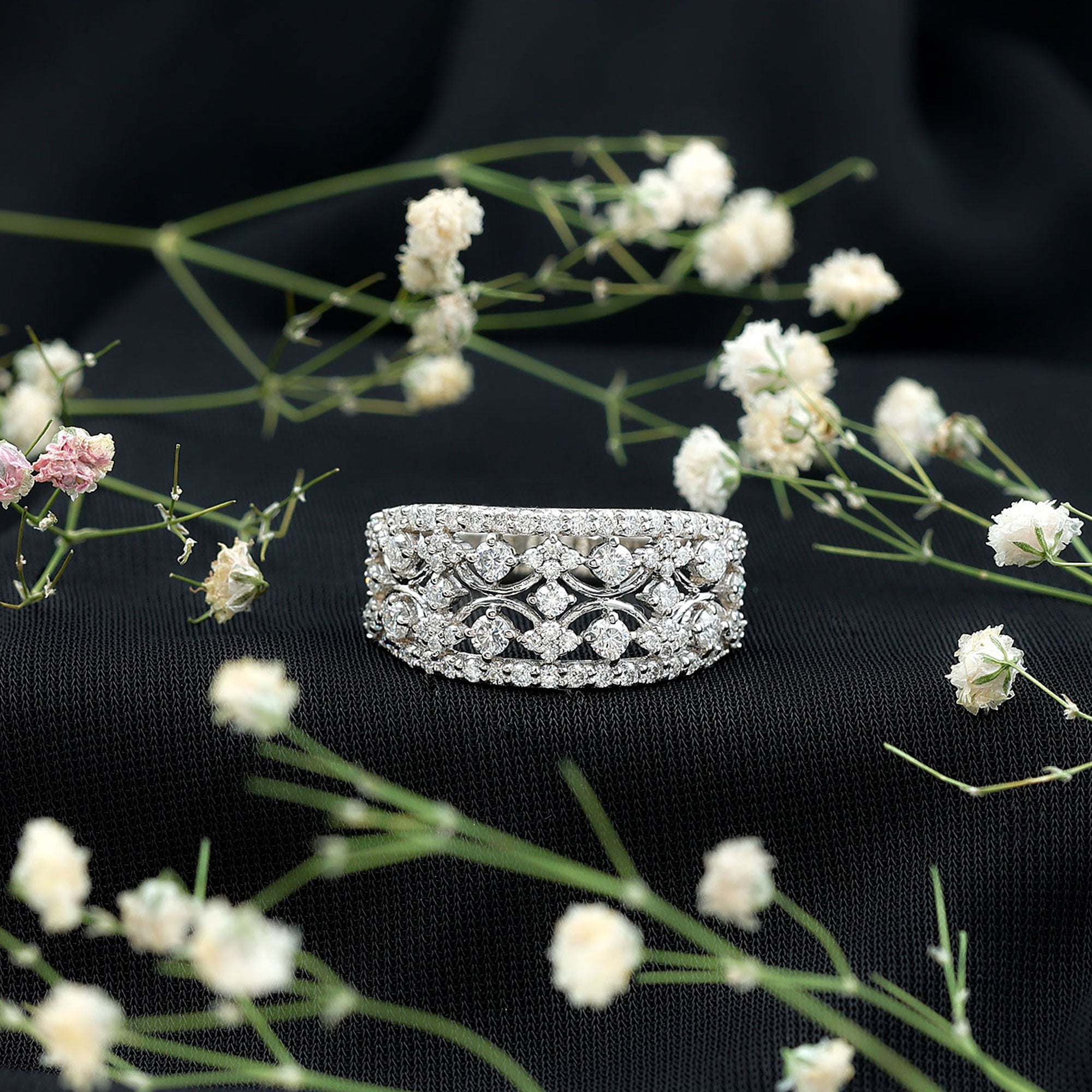 Certified Moissanite Vintage Wedding Band Ring D-VS1 - Rosec Jewels