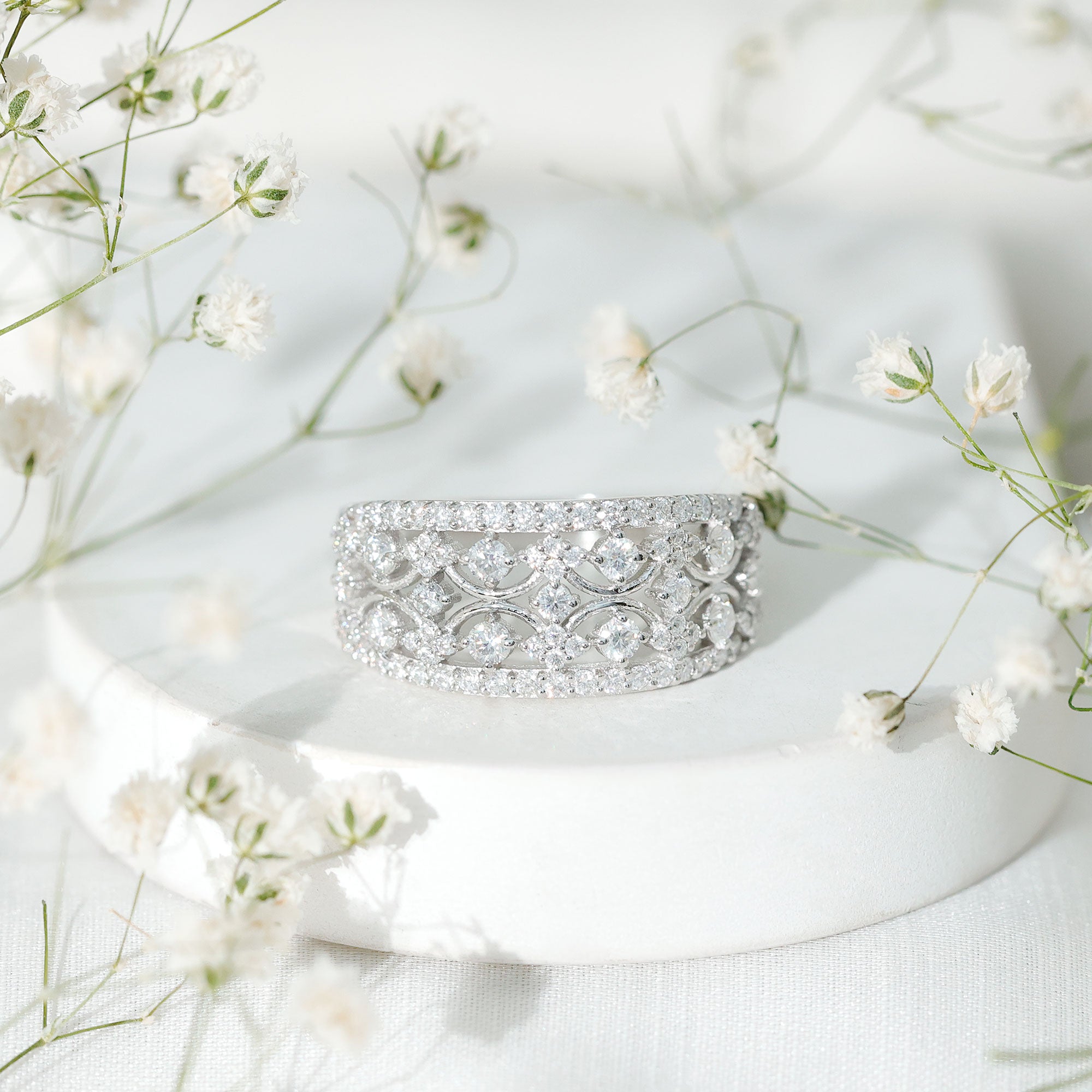 Certified Moissanite Vintage Wedding Band Ring D-VS1 - Rosec Jewels