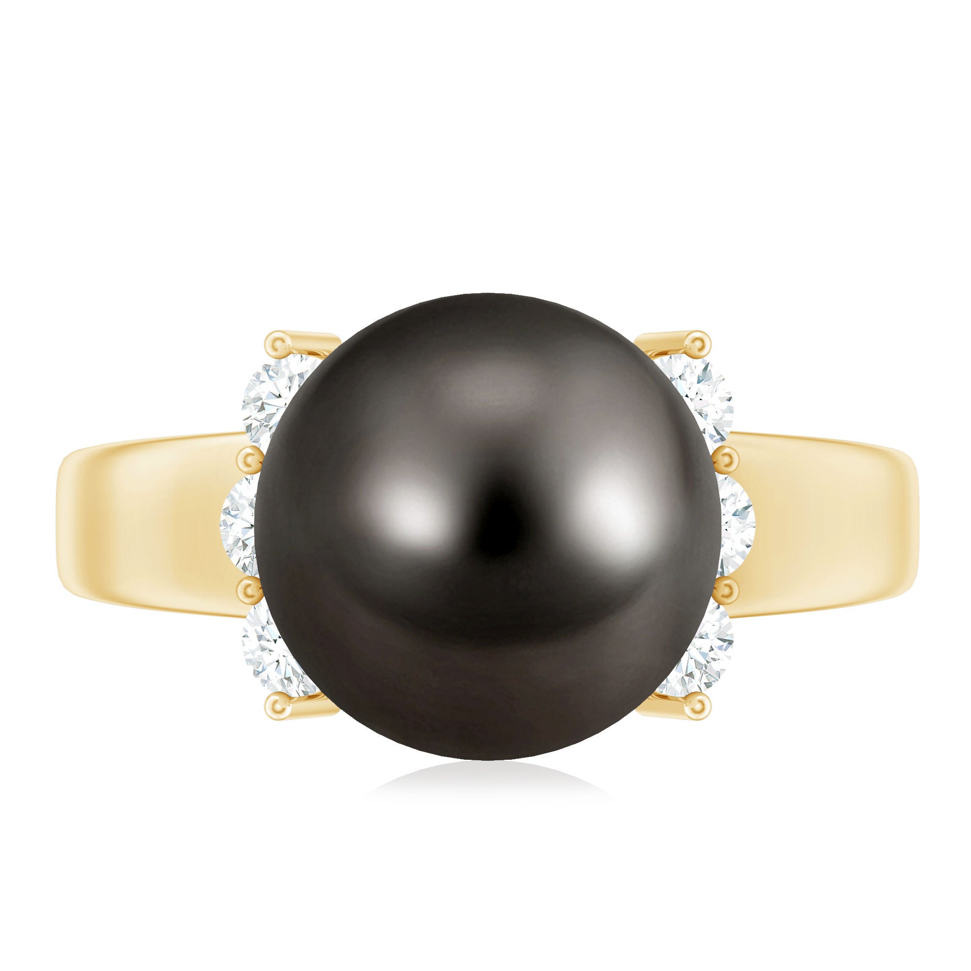 7.50 Carat Real Tahitian Black Pearl Solitaire Engagement Ring AAA - Rosec Jewels