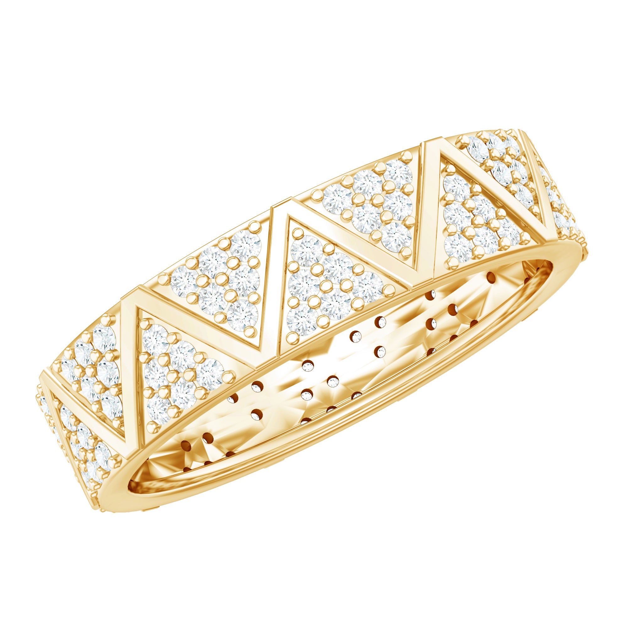 Natural Diamond Wide Wedding Band for Women Natural - ( HI-SI ) - Rosec Jewels