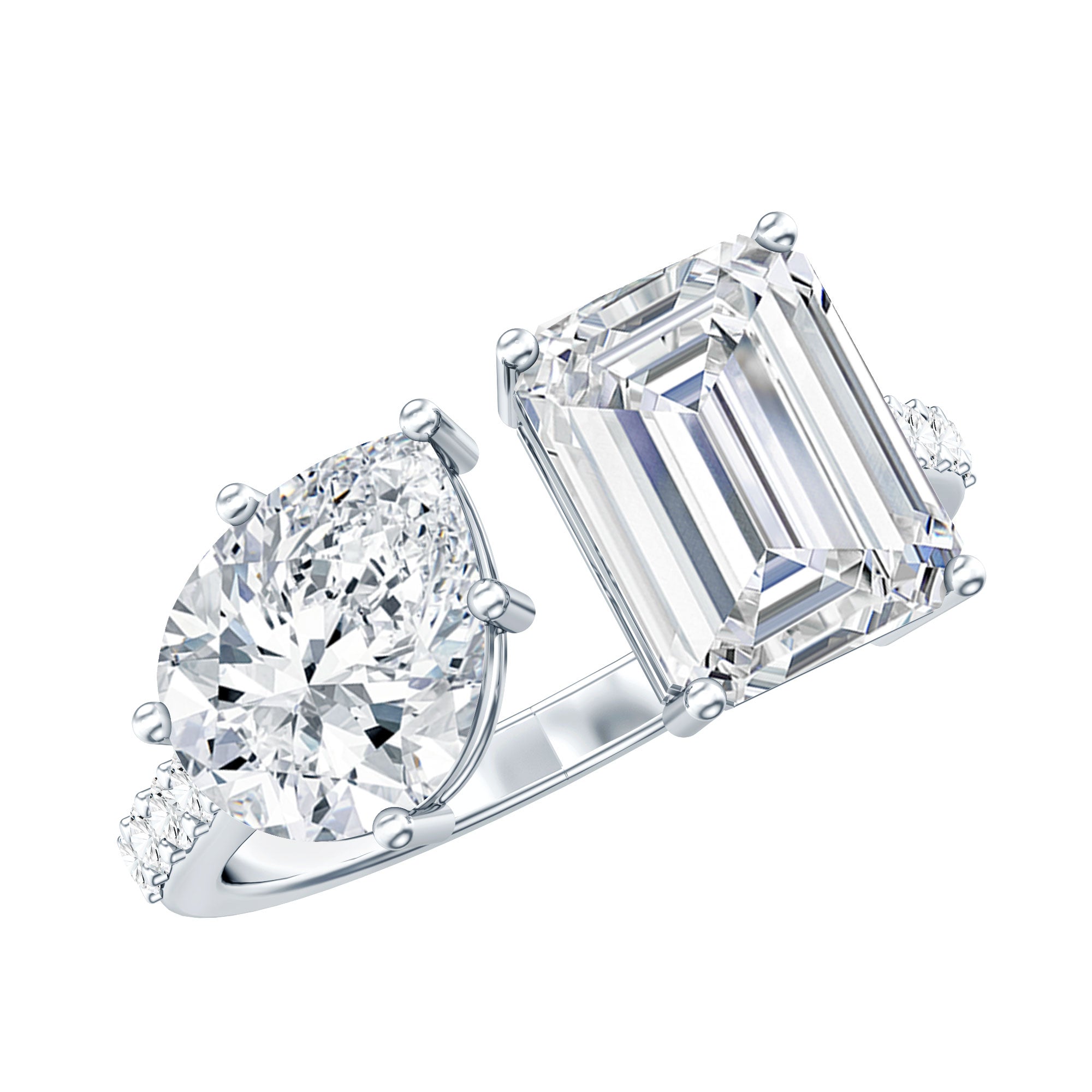 Rosec Jewels-Toi Et Moi Moissanite Engagement Ring for Women
