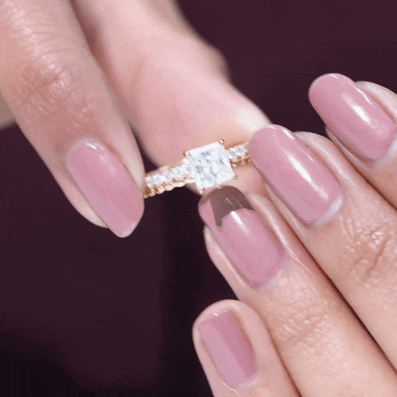 Certified Moissanite Square Cut Engagement Ring For Women D-VS1 - Rosec Jewels