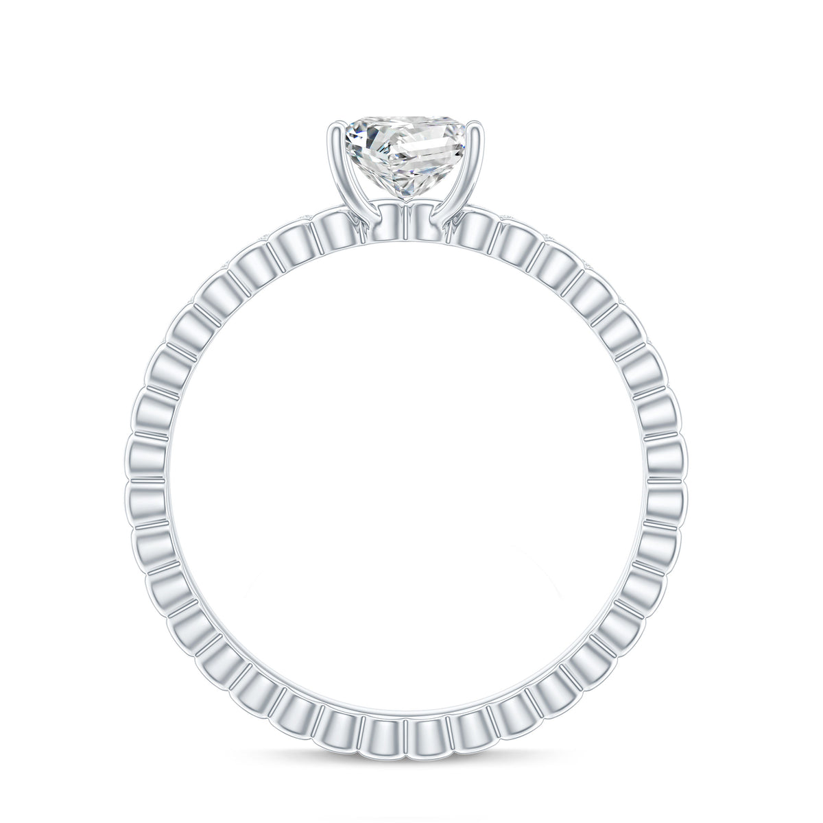 Certified Moissanite Square Cut Engagement Ring For Women D-VS1 - Rosec Jewels