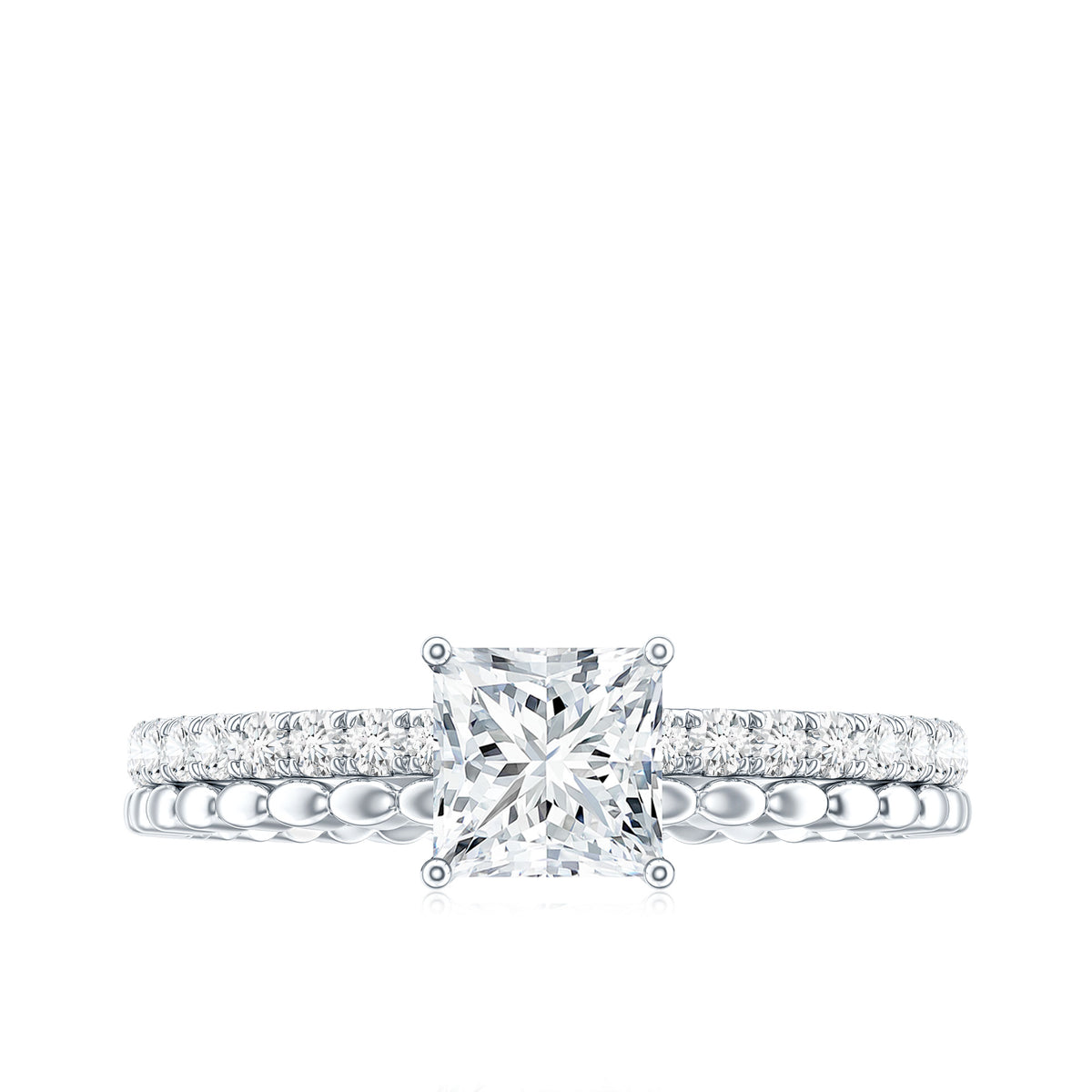 Certified Moissanite Square Cut Engagement Ring For Women D-VS1 - Rosec Jewels