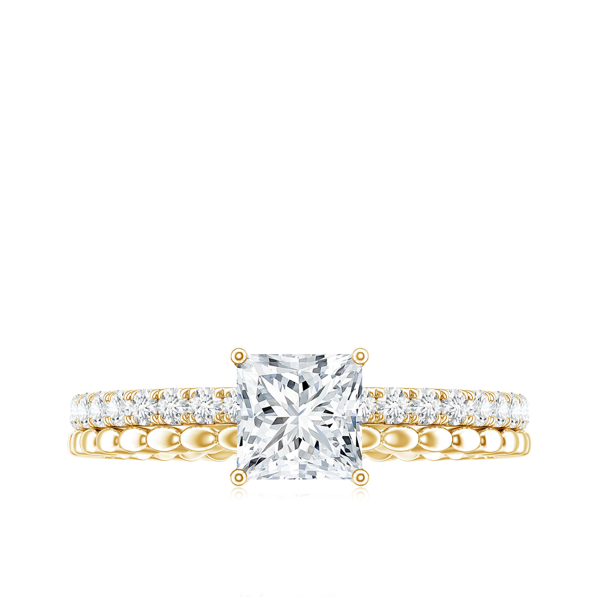Certified Moissanite Square Cut Engagement Ring For Women D-VS1 - Rosec Jewels