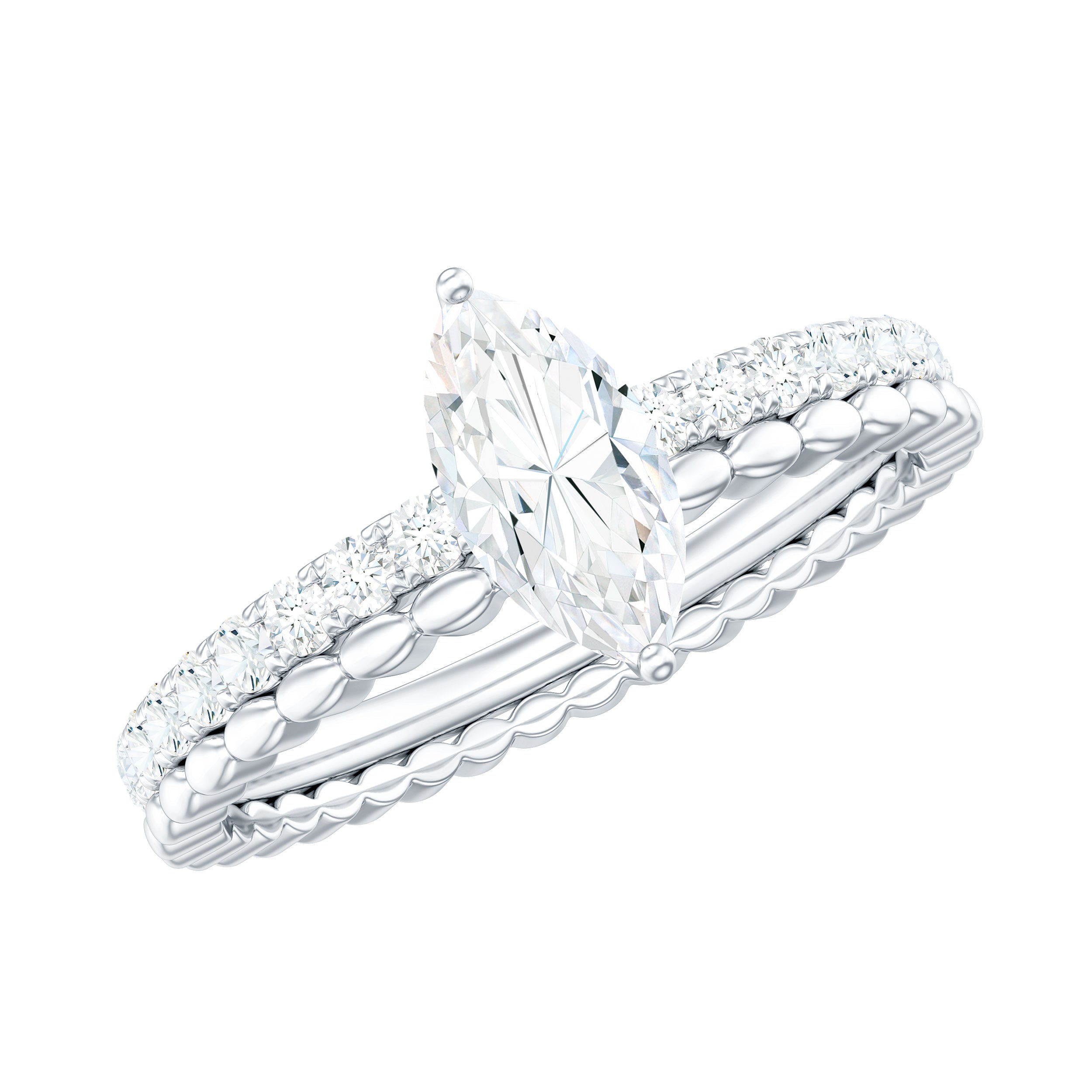 Marquise Cut Moissanite Solitaire Engagement Ring D-VS1 - Rosec Jewels