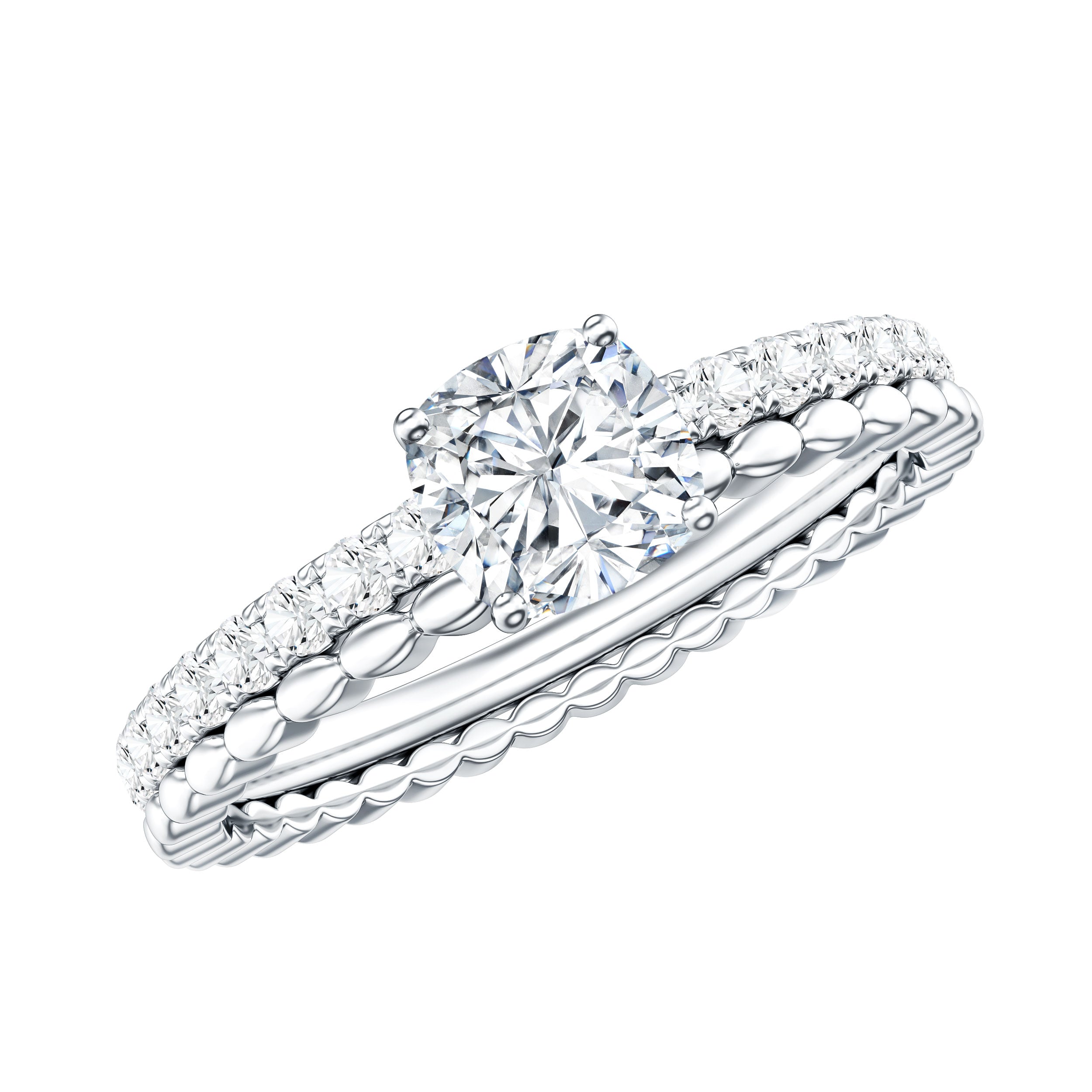 6mm Certified Cushion Cut Moissanite Solitaire Engagement Ring D-VS1 - Rosec Jewels