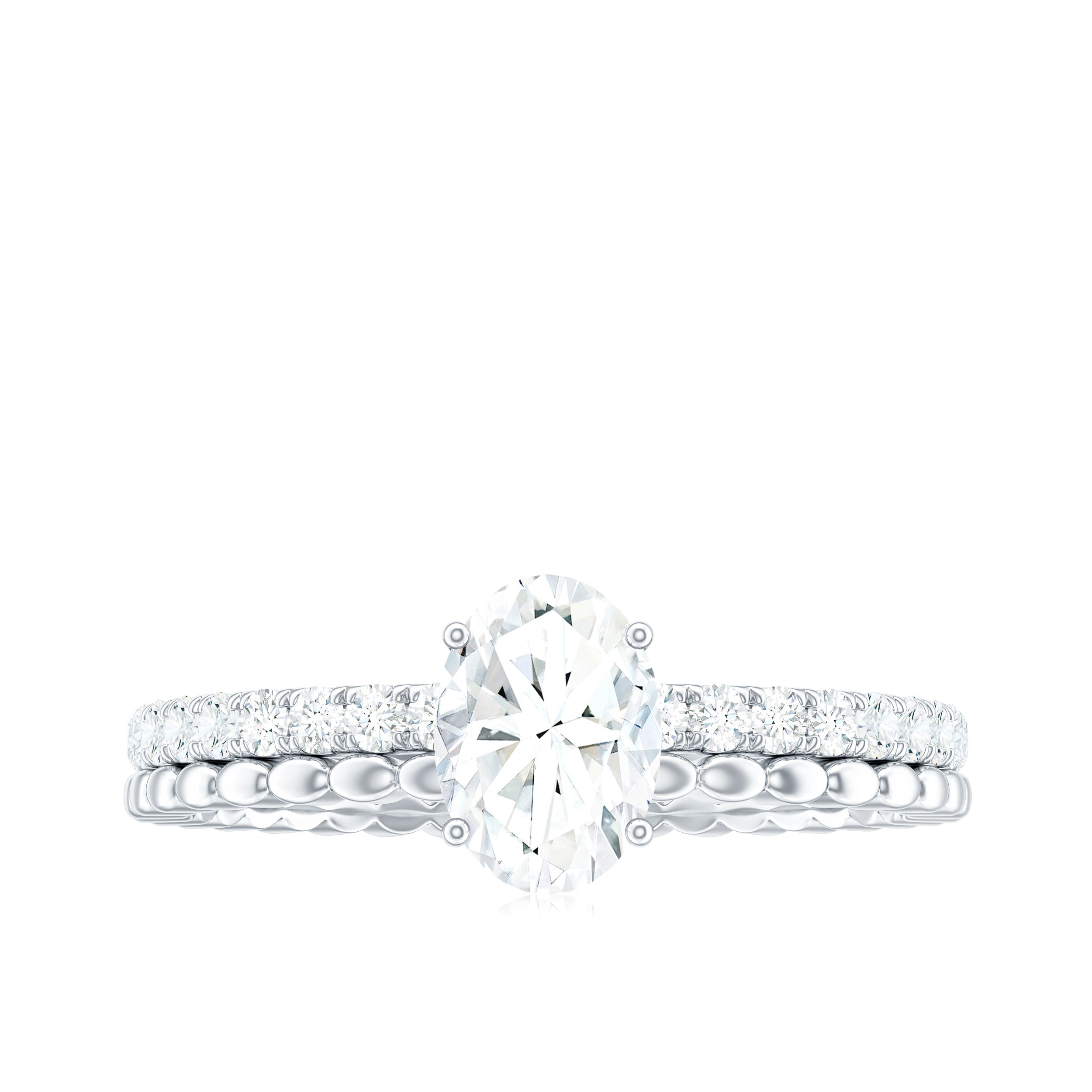 5x7mm Solitaire Moissanite Oblong Engagement Ring D-VS1 - Rosec Jewels