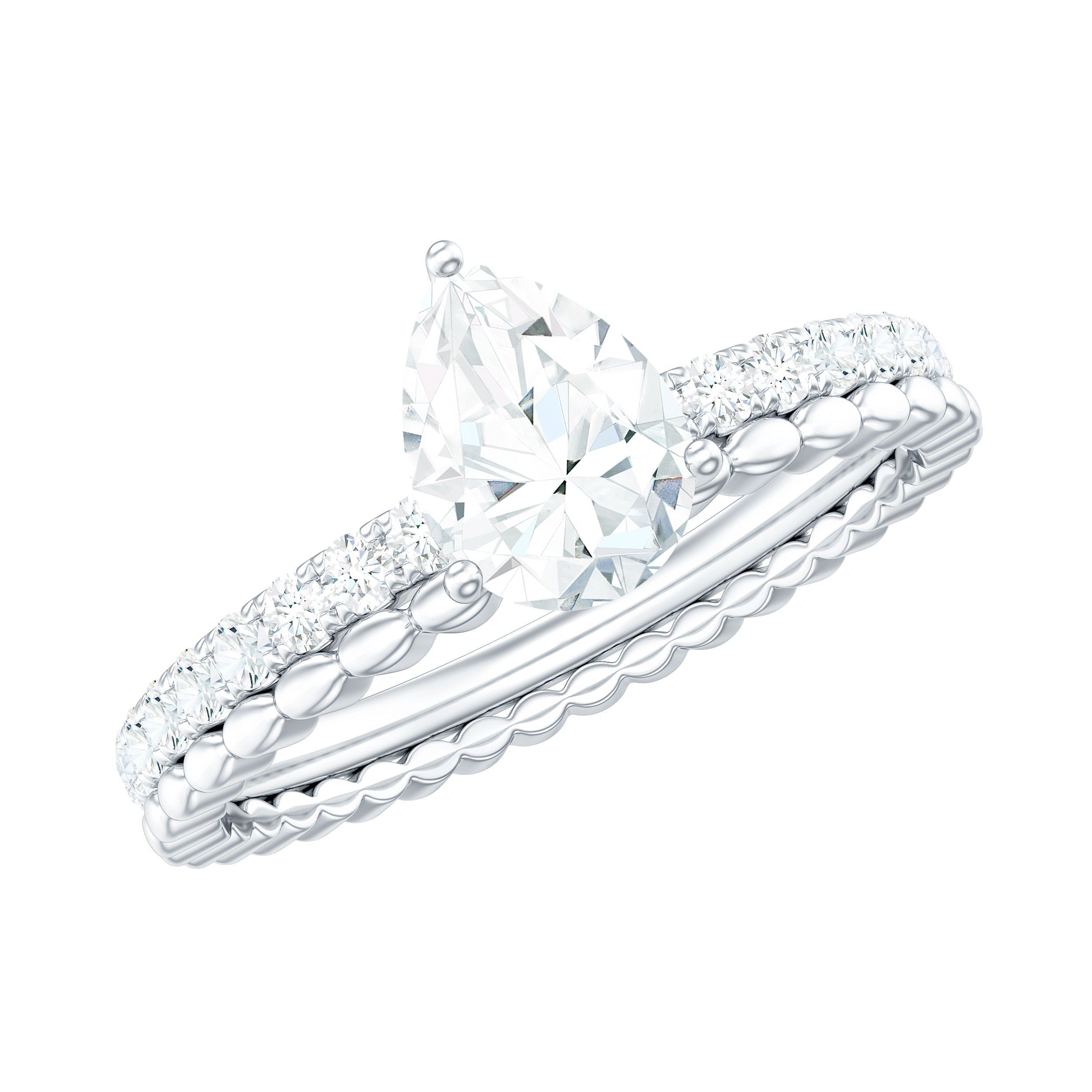 5X7mm Pear Cut Moissanite Solitaire Engagement Ring D-VS1 - Rosec Jewels
