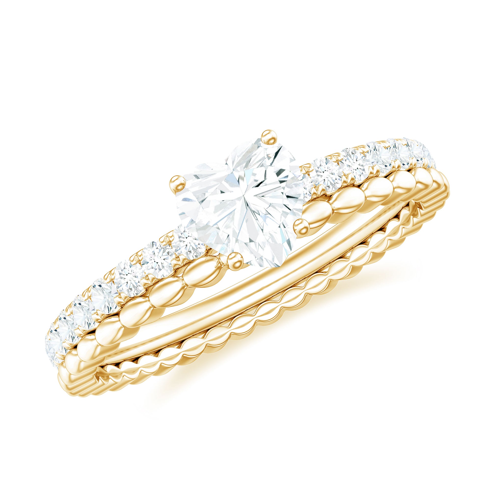 Rosec Jewels-Heart Shape Moissanite Designer Engagement Ring for Women