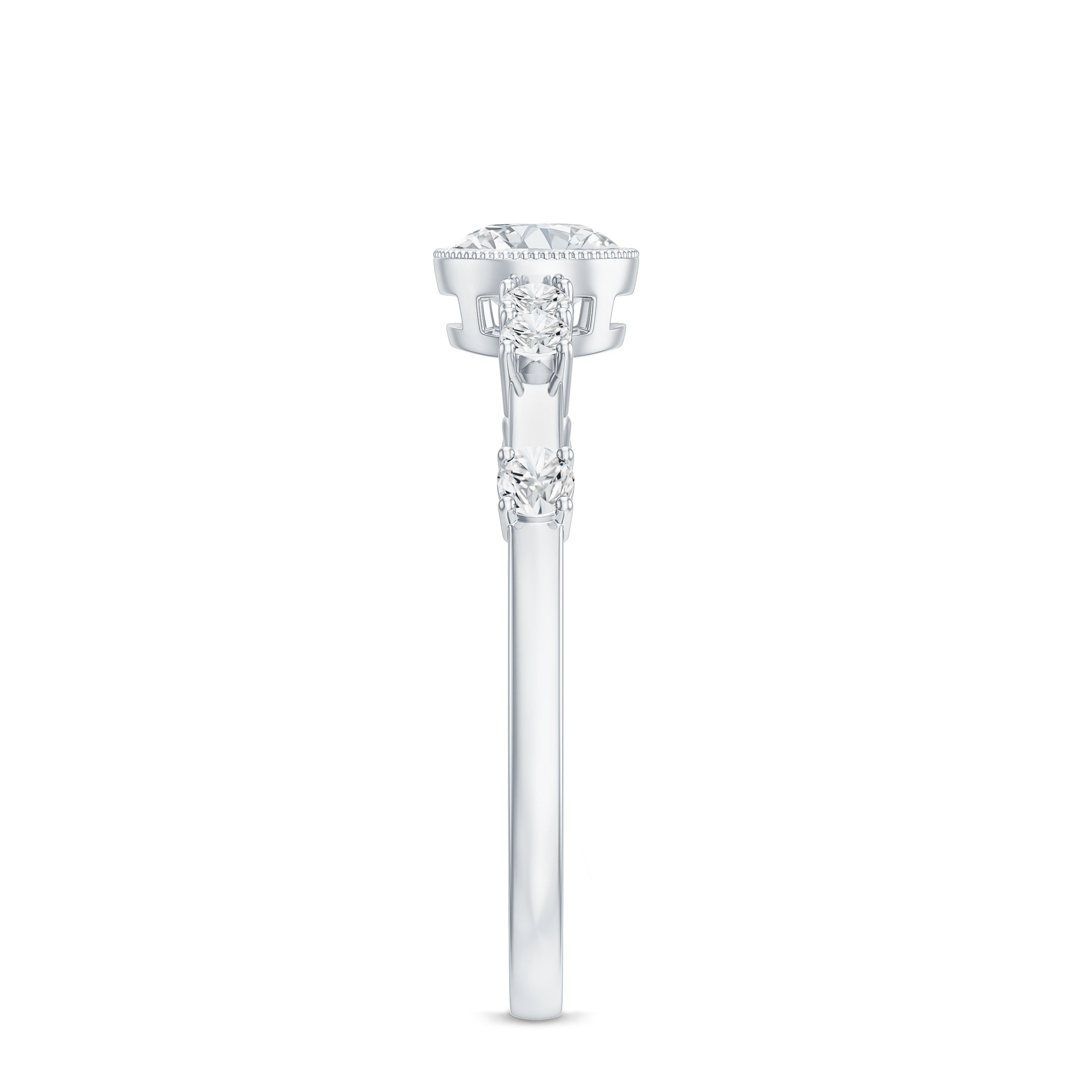 5mm Round Certified Moissanite Solitaire Engagement Ring in Bezel Setting D-VS1 - Rosec Jewels