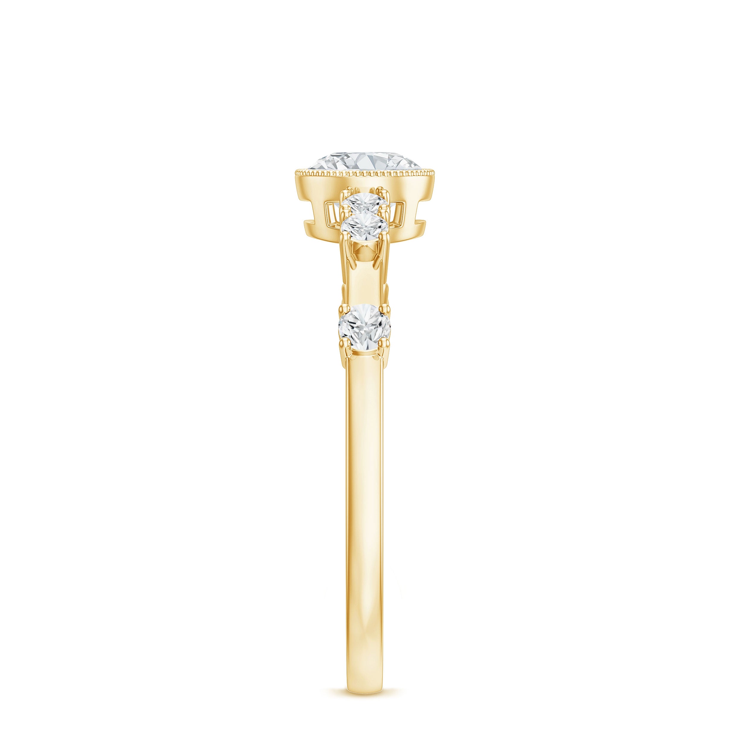 5mm Round Certified Moissanite Solitaire Engagement Ring in Bezel Setting D-VS1 - Rosec Jewels