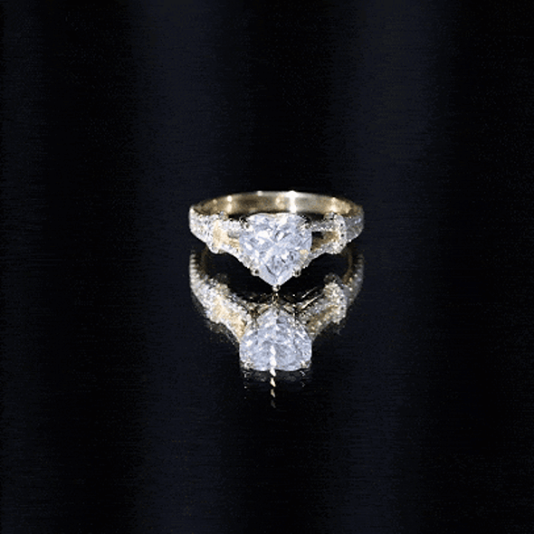 Rosec Jewels-Heart Shape Moissanite Solitaire Engagement Ring in Split Shank
