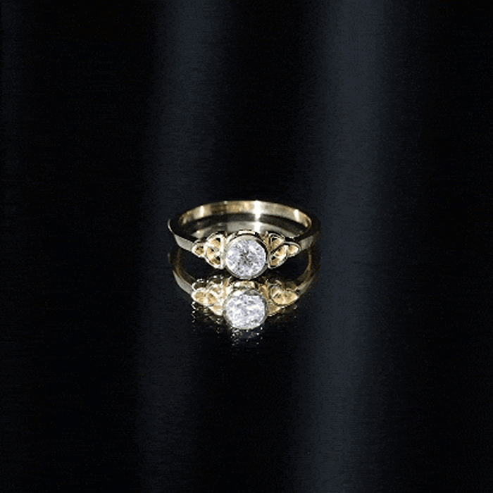 Bezel Set Moissanite Promise Ring with Celtic Knot Details D-VS1 - Rosec Jewels