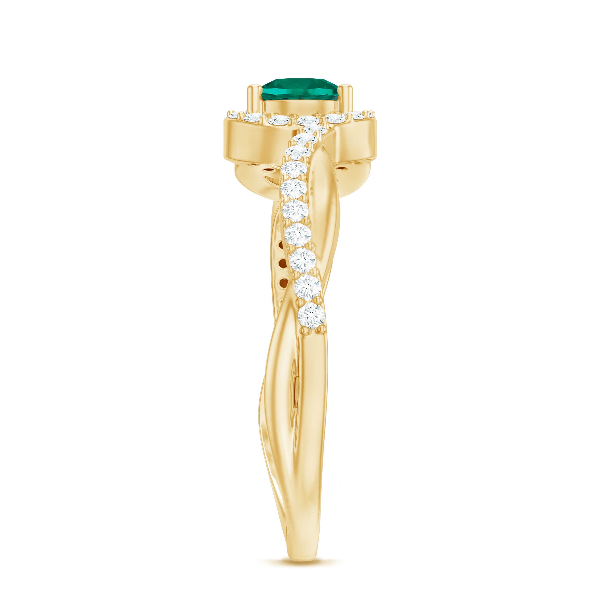 Rosec Jewels-Lab Created Emerald Infinity Promise Ring With Diamond