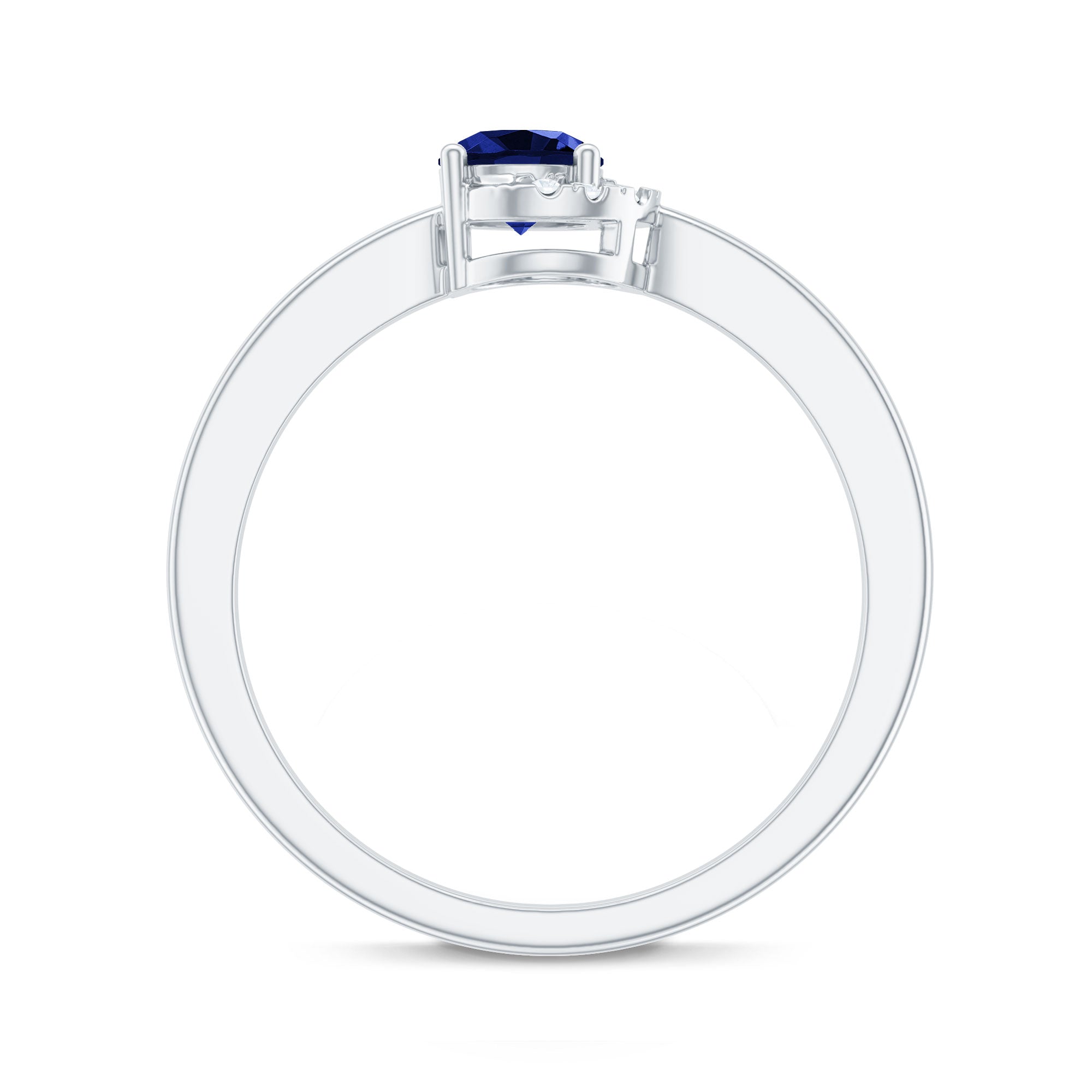 Certified Lab Grown Blue Sapphire Diamond Promise Ring for Women AAAA - Rosec Jewels