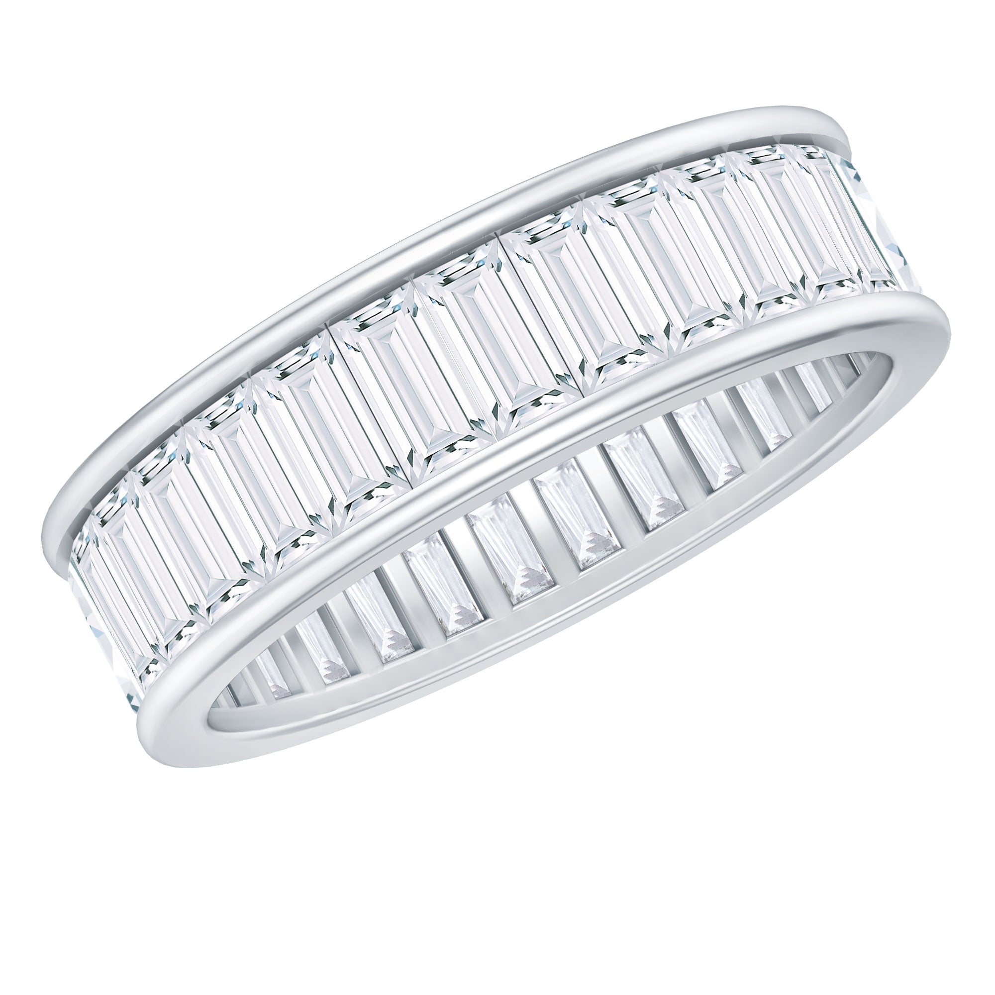 3.66 Carat Baguette Cut Moissanite Wedding Band Channel Setting