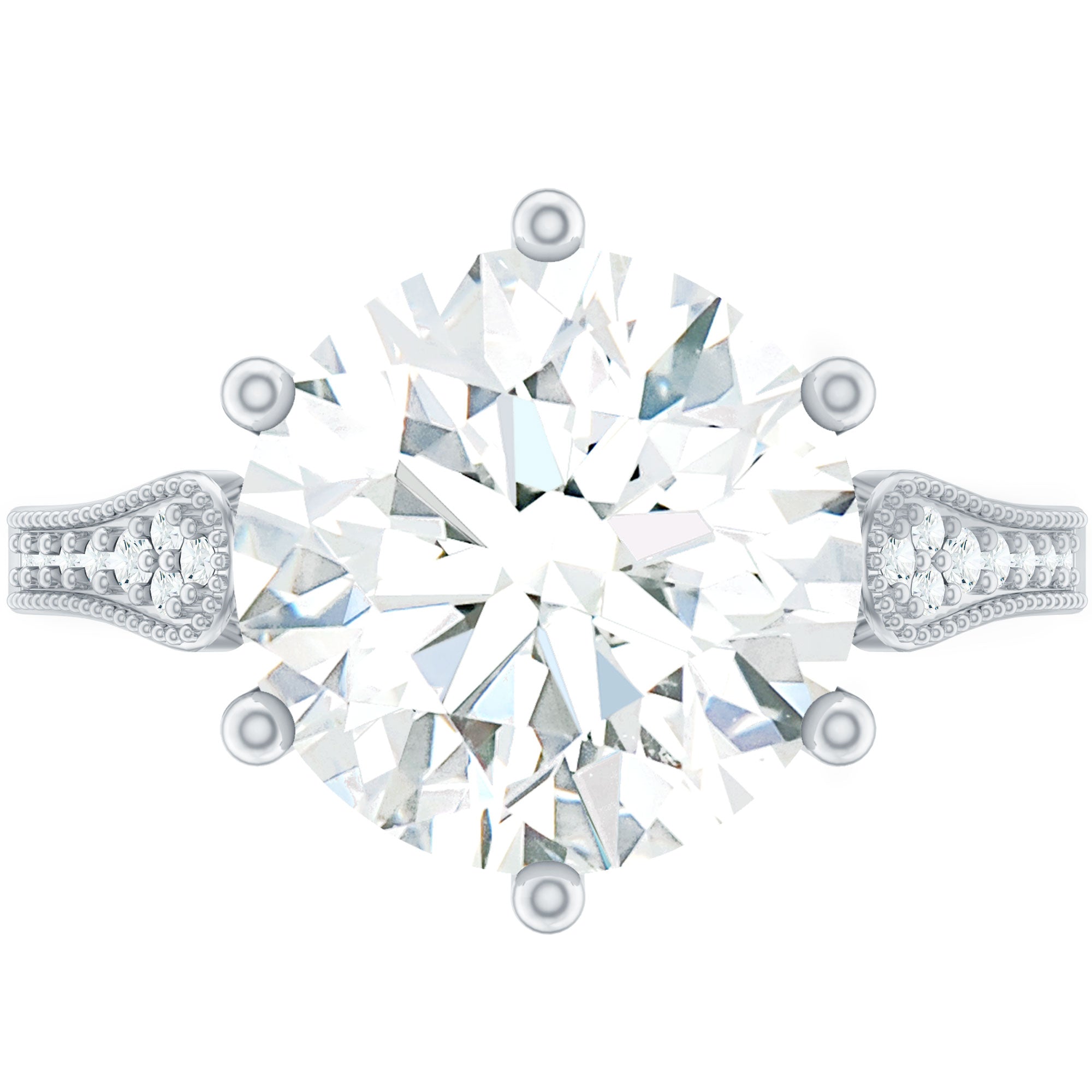 Certified Moissanite 10MM Round Engagement Ring For Women