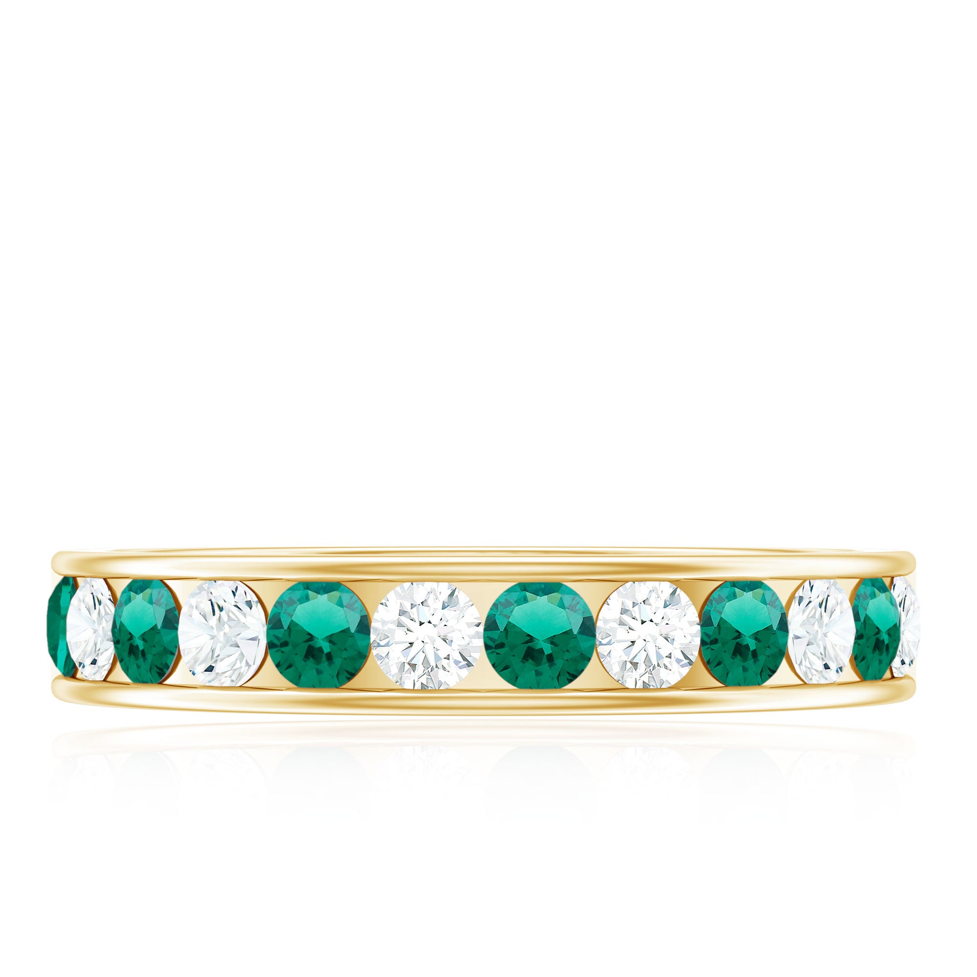 Certified Lab Grown Emerald Diamond Half Eternity Anniversary Band in Channel Setting AAAA - Rosec Jewels