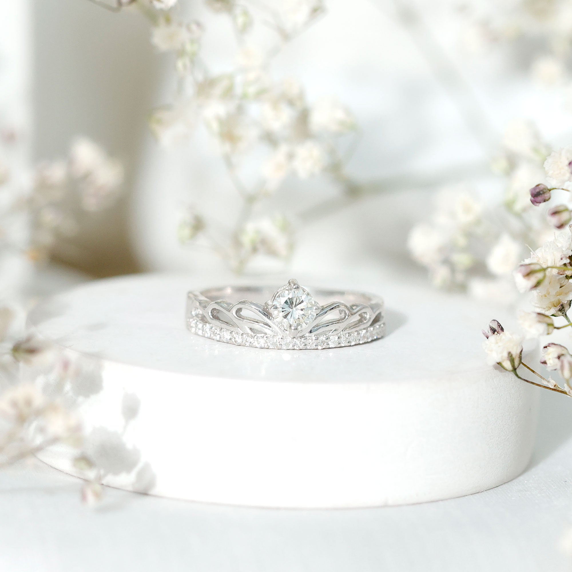 Certified Round Diamond Crown Ring Natural - ( HI-SI ) - Rosec Jewels
