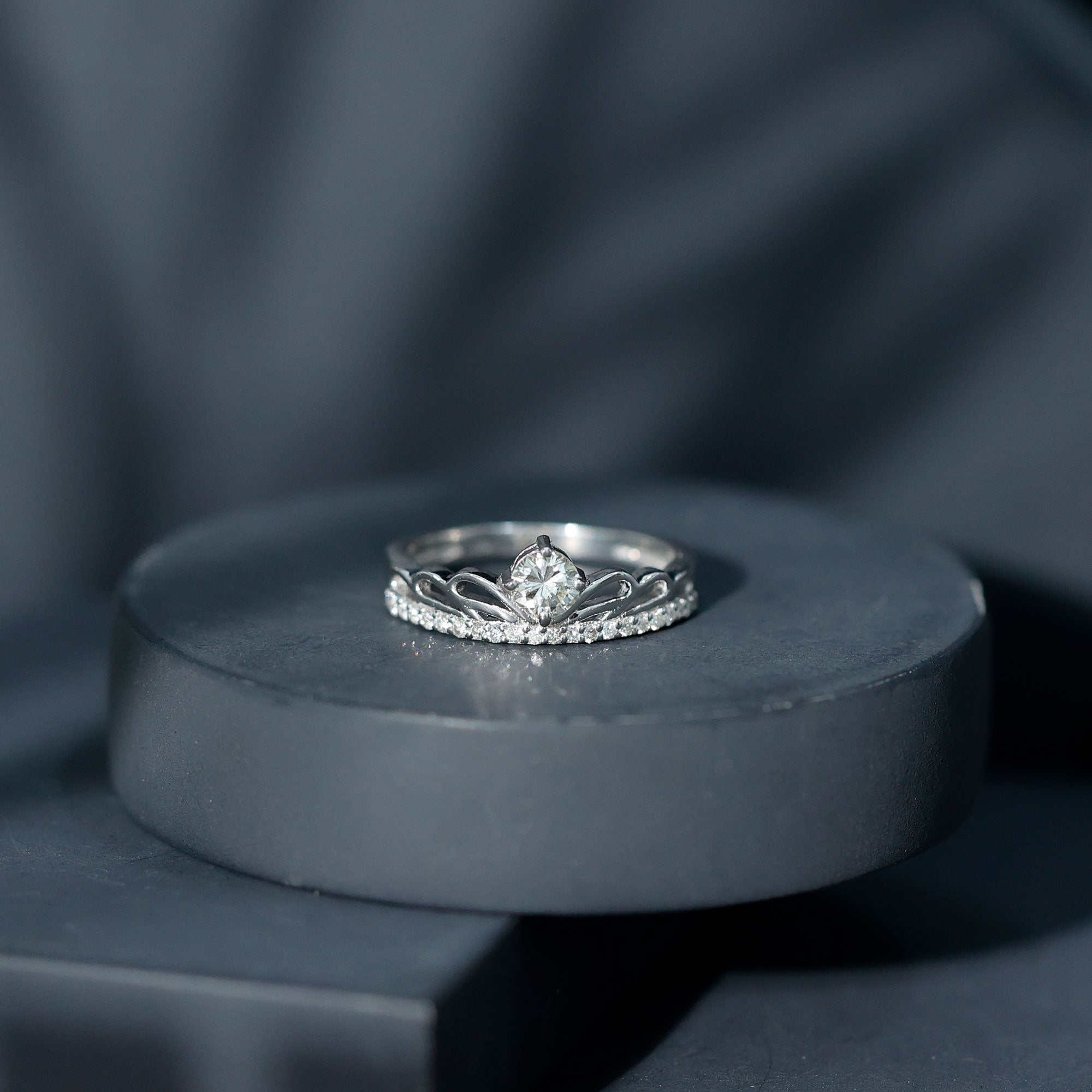 Certified Round Diamond Crown Ring Natural - ( HI-SI ) - Rosec Jewels