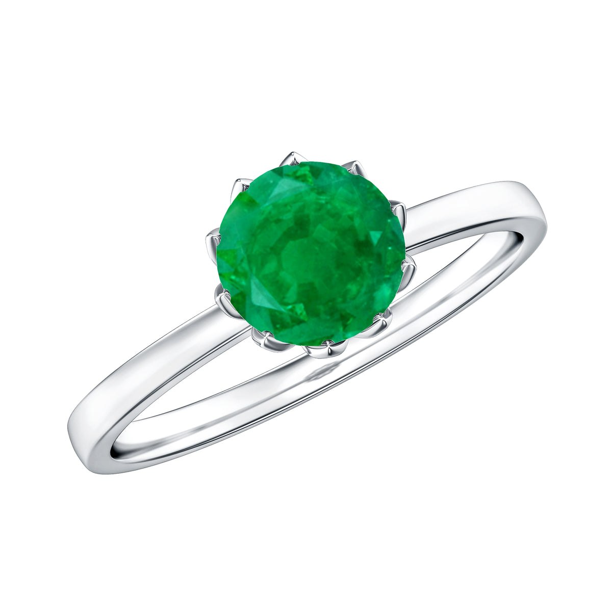 Natural Solitaire Emerald Promise Ring in Lotus Basket Setting AAA - Rosec Jewels