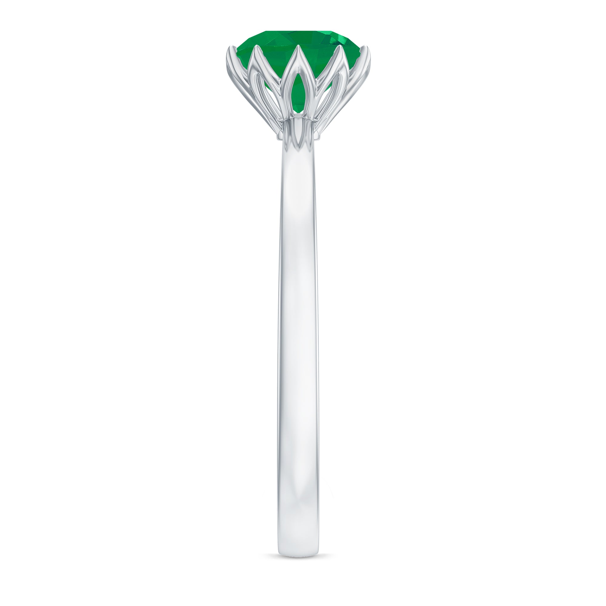 Natural Solitaire Emerald Promise Ring in Lotus Basket Setting AAA - Rosec Jewels