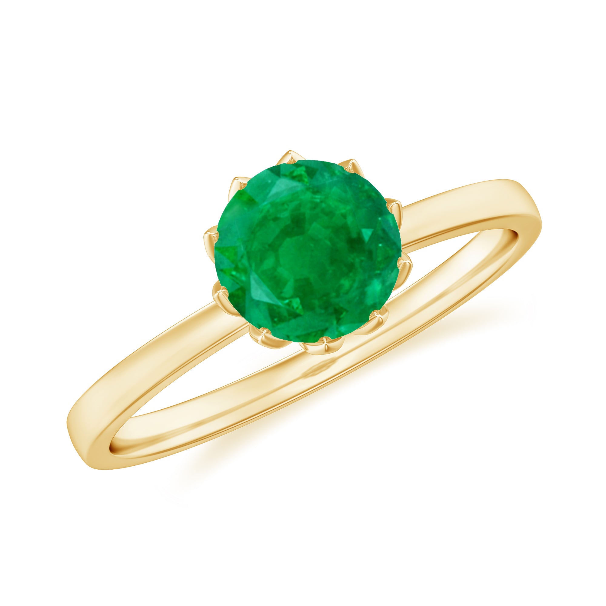 Natural Solitaire Emerald Promise Ring in Lotus Basket Setting AAA - Rosec Jewels