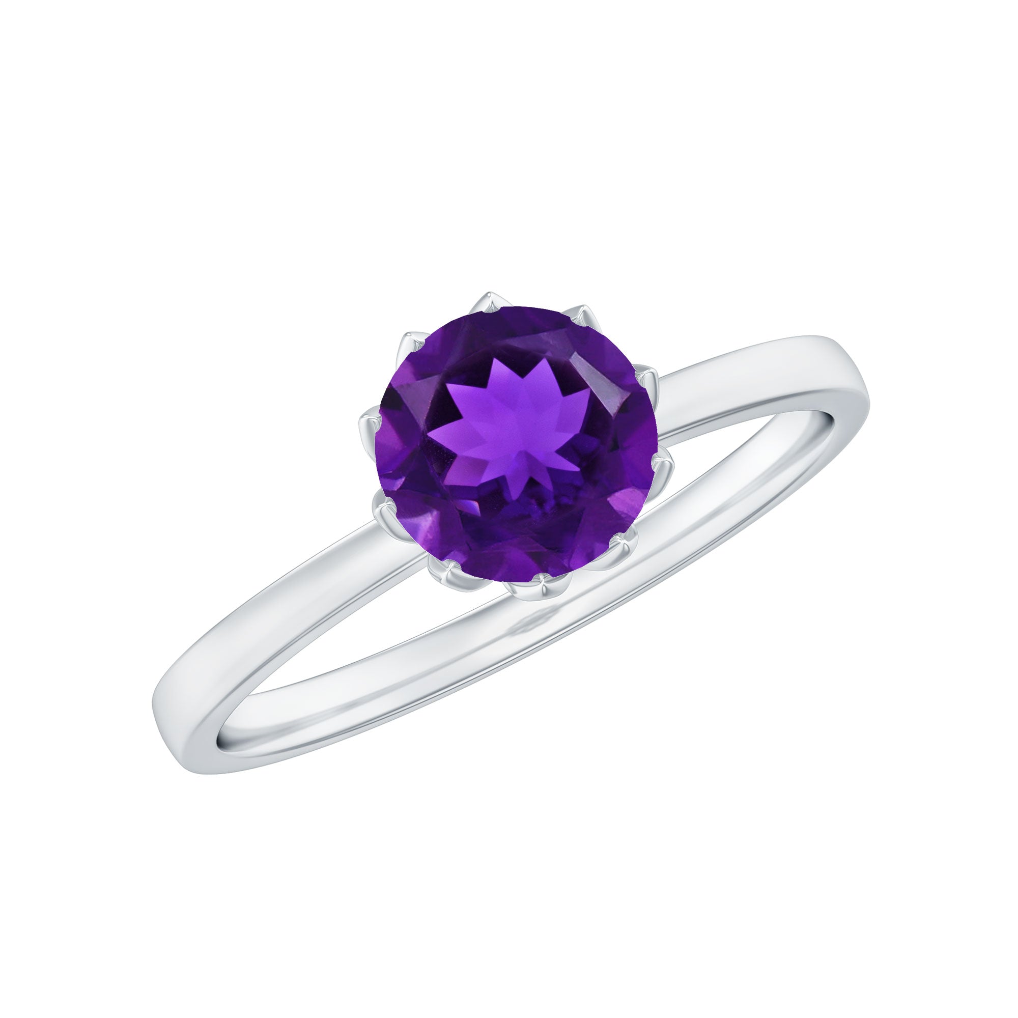 1.2 Carat Amethyst Solitaire Engagement Ring for Women AAA - Rosec Jewels