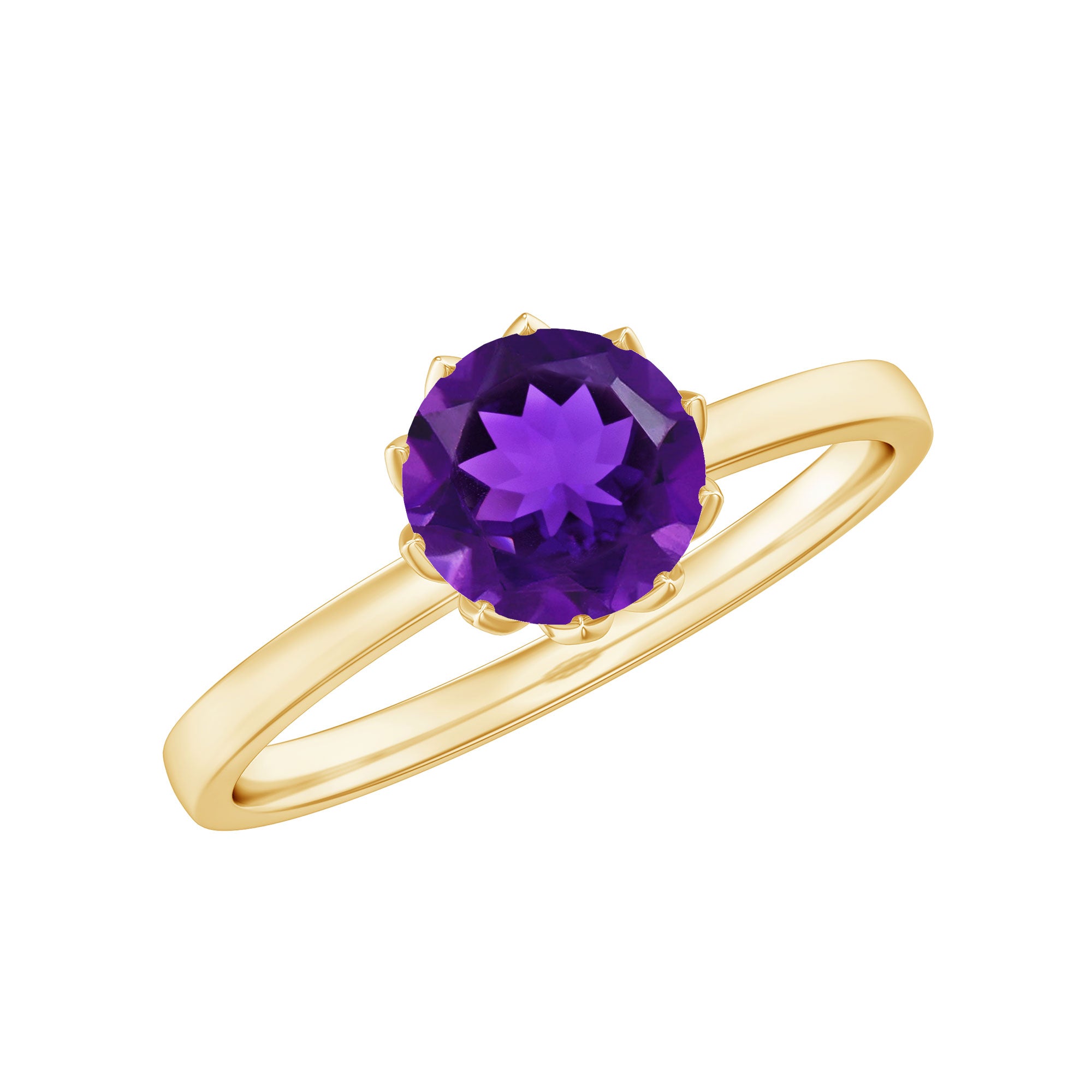 1.2 Carat Amethyst Solitaire Engagement Ring for Women AAA - Rosec Jewels
