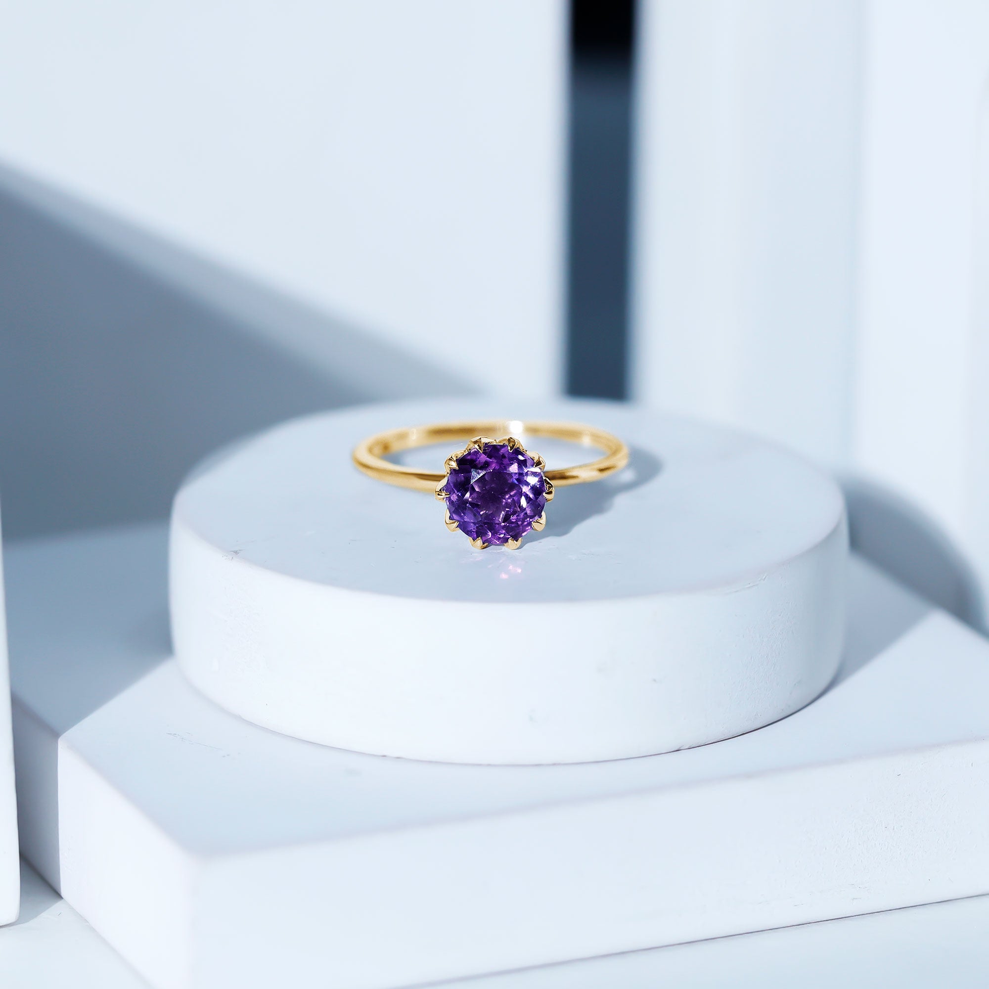 1.2 Carat Amethyst Solitaire Engagement Ring for Women AAA - Rosec Jewels