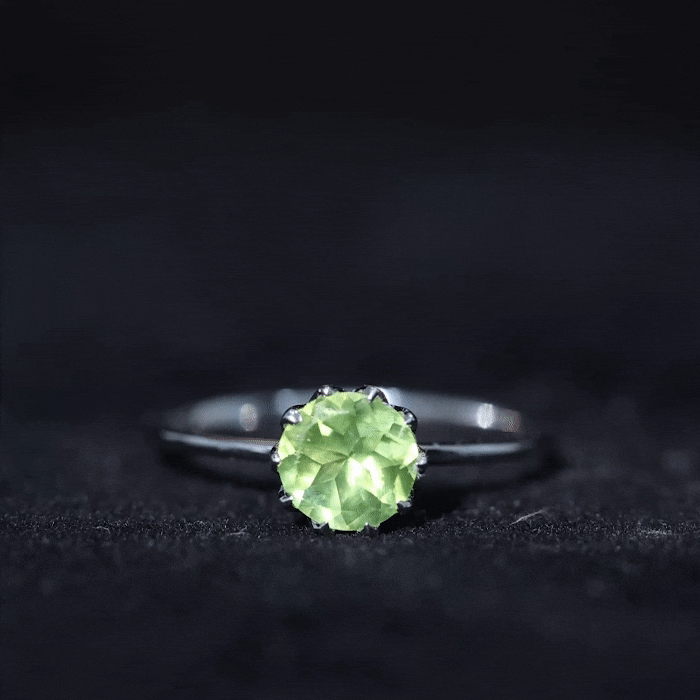 Genuine 2 Carat Peridot Engagement Ring in Lotus Basket Setting AAA - Rosec Jewels