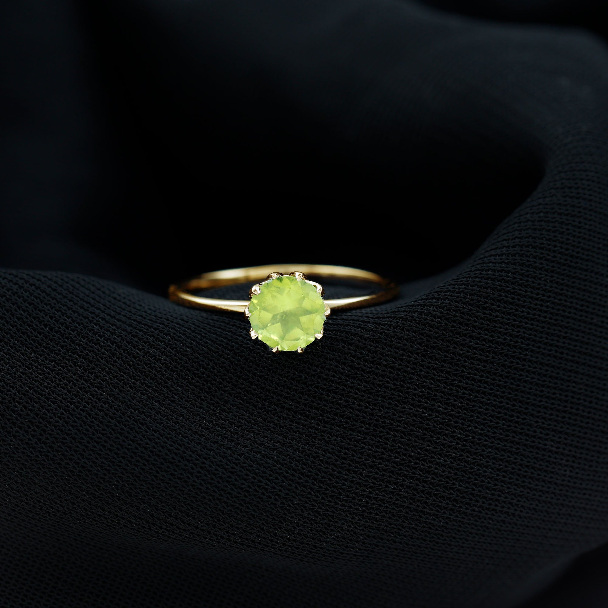 Genuine 2 Carat Peridot Engagement Ring in Lotus Basket Setting AAA - Rosec Jewels