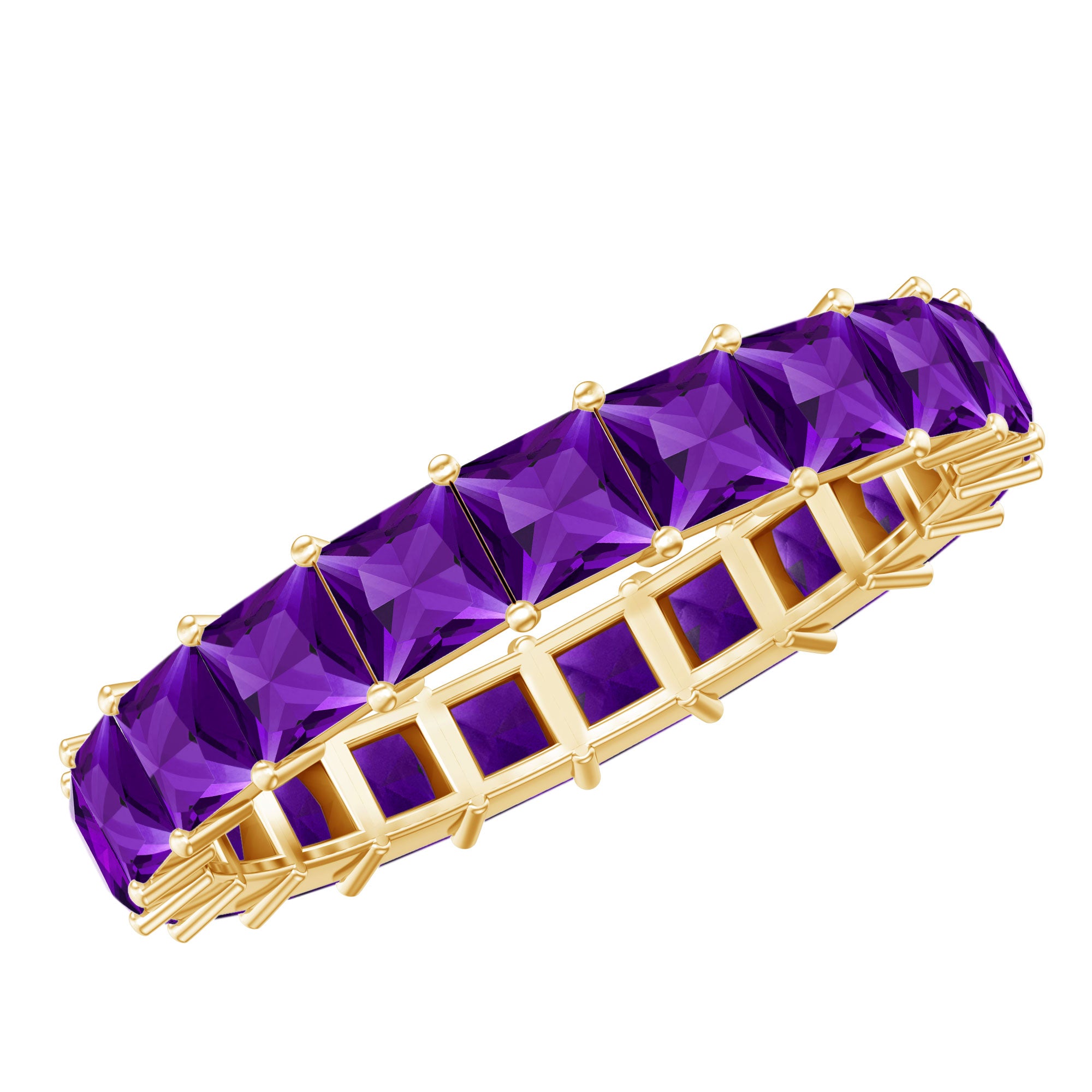 2.5 Carat Princess Cut Real Amethyst Full Eternity Band Ring AAA - Rosec Jewels