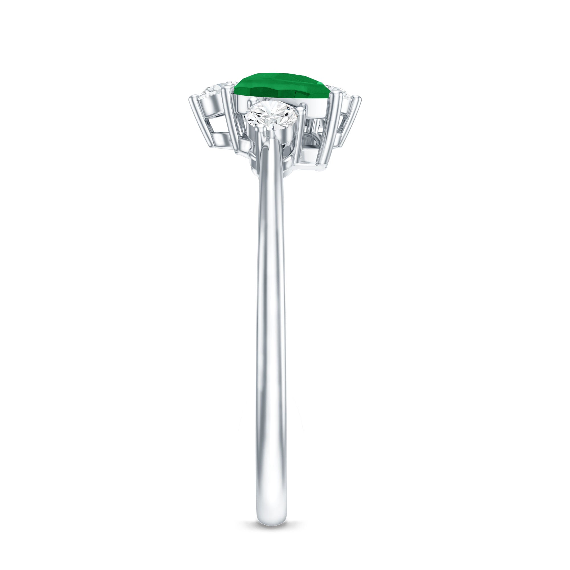 Natural Pear Shape Emerald Toi Et Moi Engagement Ring with Diamond AAA - Rosec Jewels