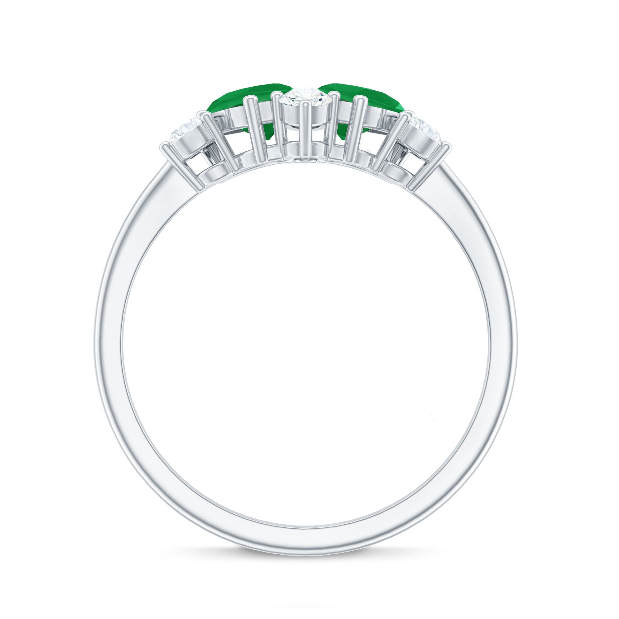 Natural Pear Shape Emerald Toi Et Moi Engagement Ring with Diamond AAA - Rosec Jewels