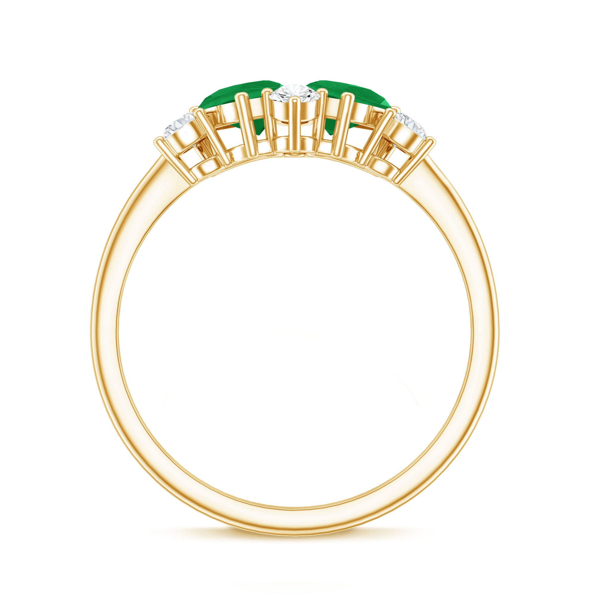 Natural Pear Shape Emerald Toi Et Moi Engagement Ring with Diamond AAA - Rosec Jewels