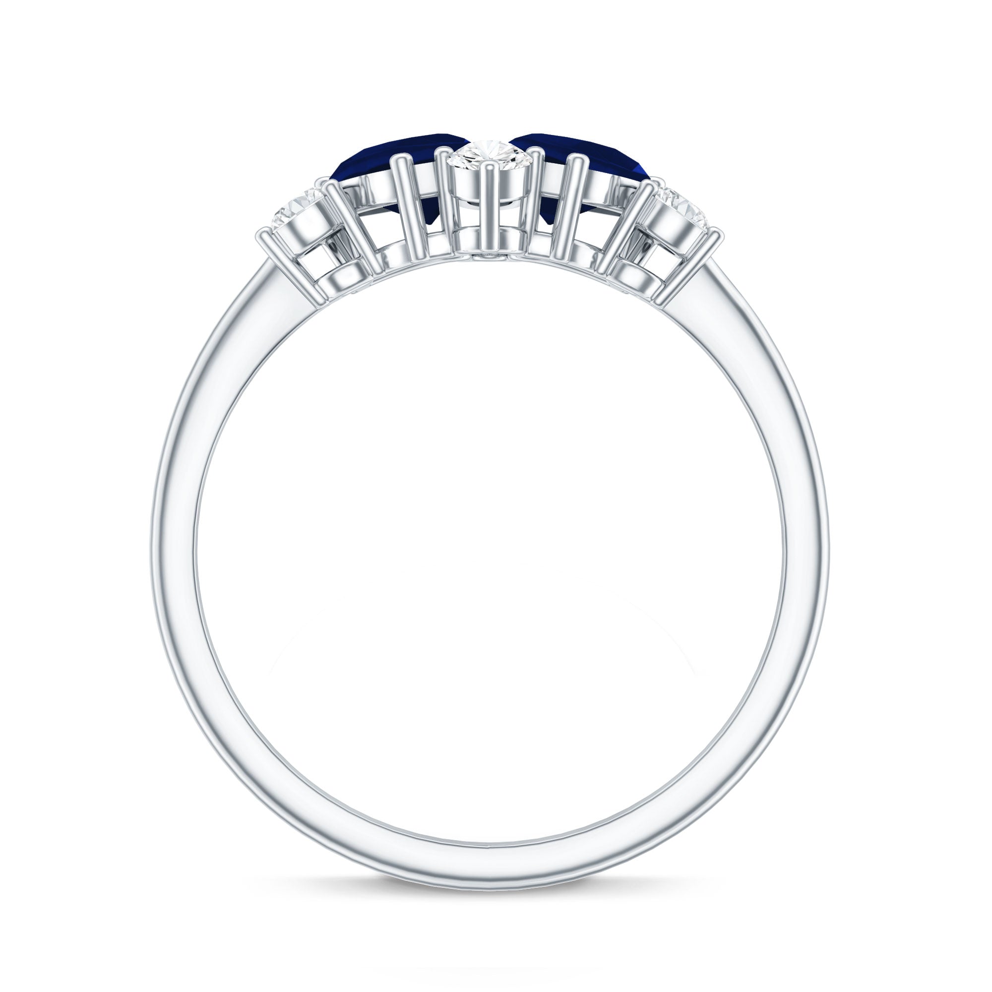 Genuine Blue Sapphire and Diamond Cluster Engagement Ring with Certificate AAA - Rosec Jewels