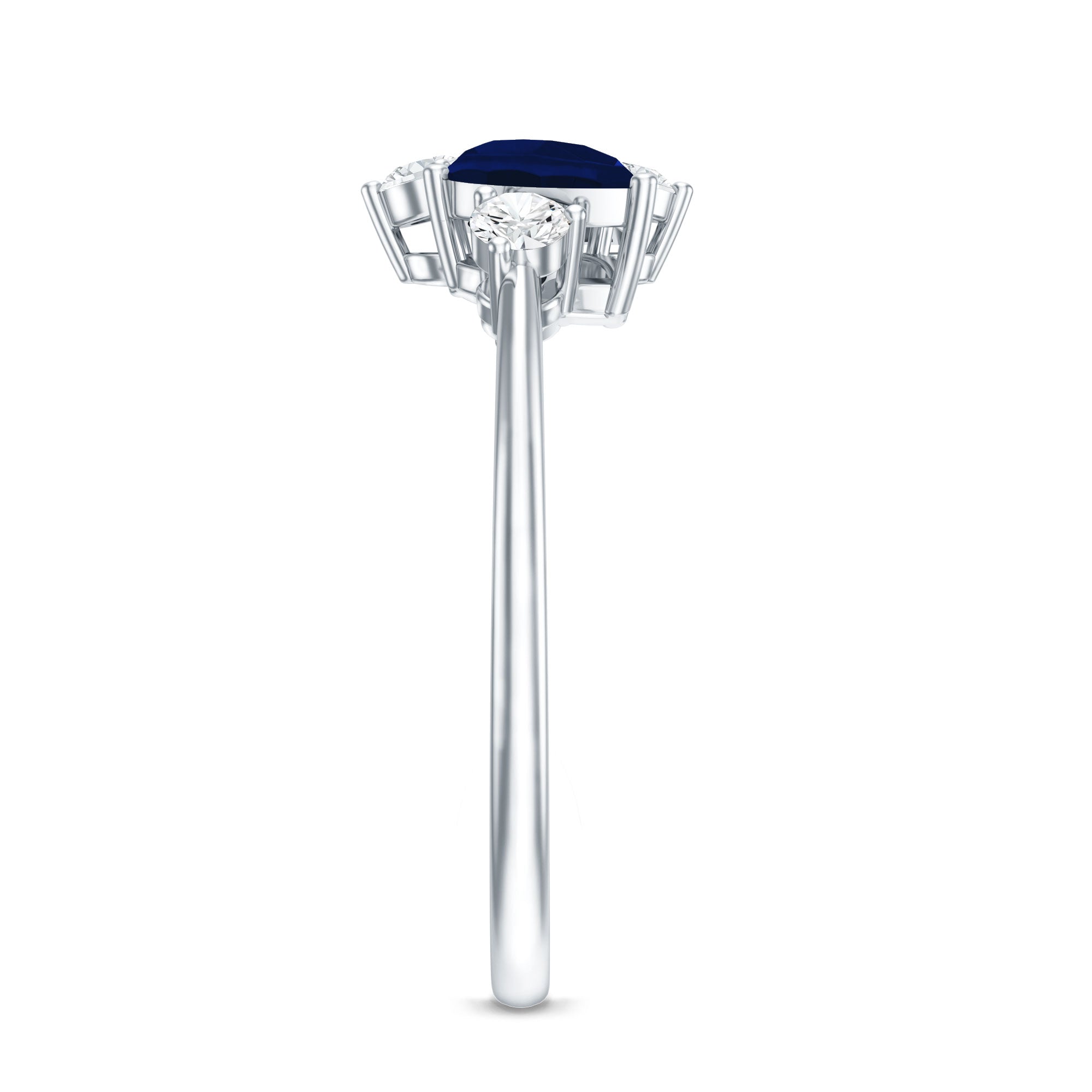 Genuine Blue Sapphire and Diamond Cluster Engagement Ring with Certificate AAA - Rosec Jewels