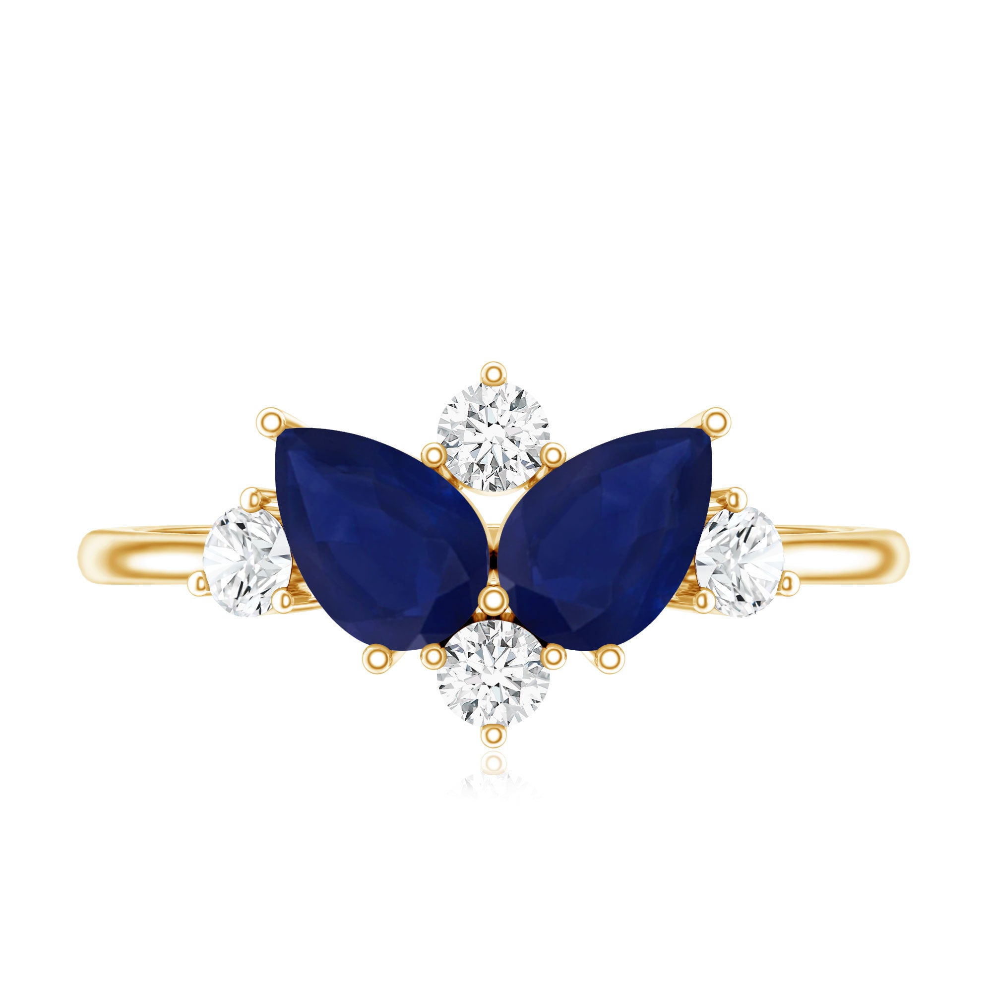 Genuine Blue Sapphire and Diamond Cluster Engagement Ring with Certificate AAA - Rosec Jewels