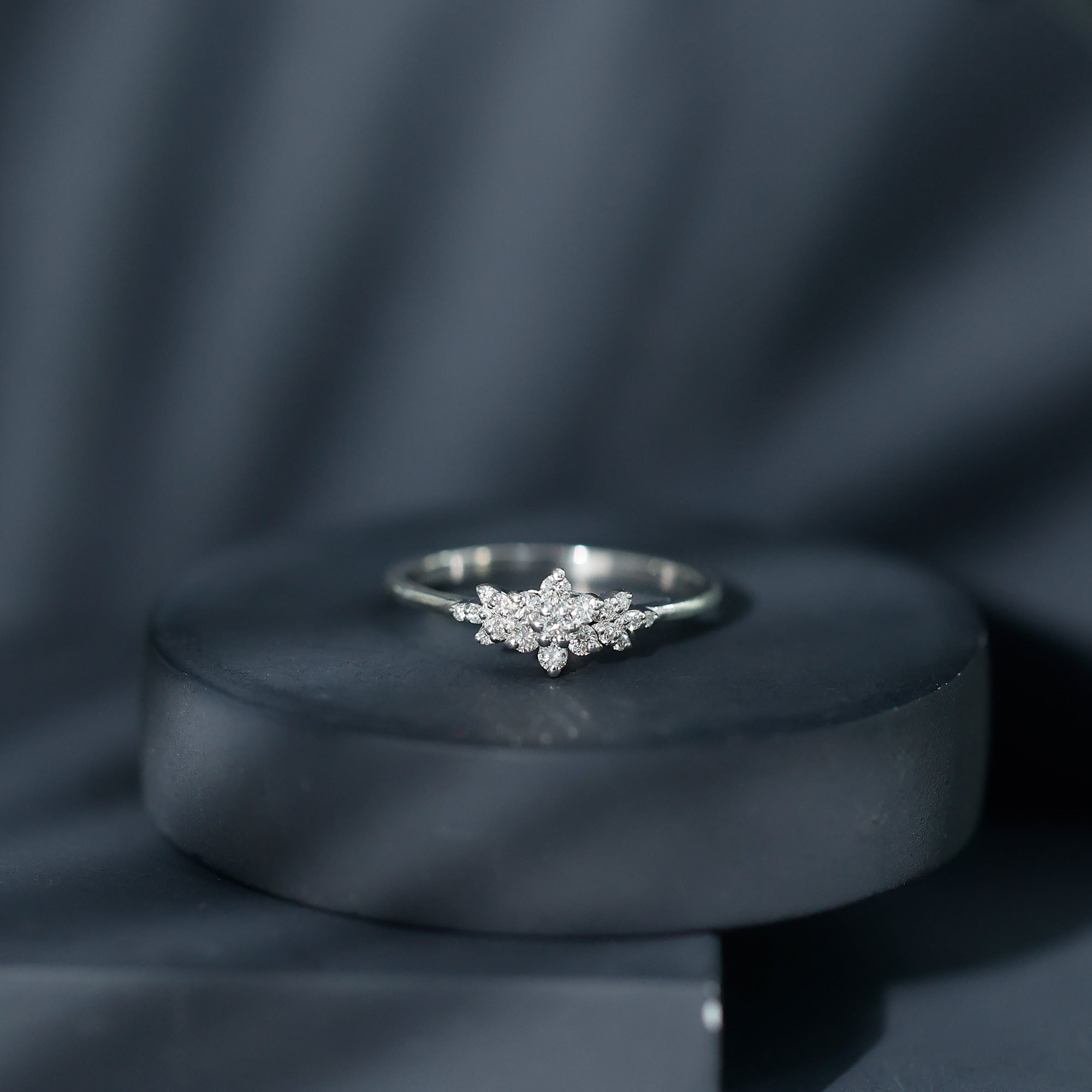 Certified Diamond Flower Promise Ring Natural - ( HI-SI ) - Rosec Jewels
